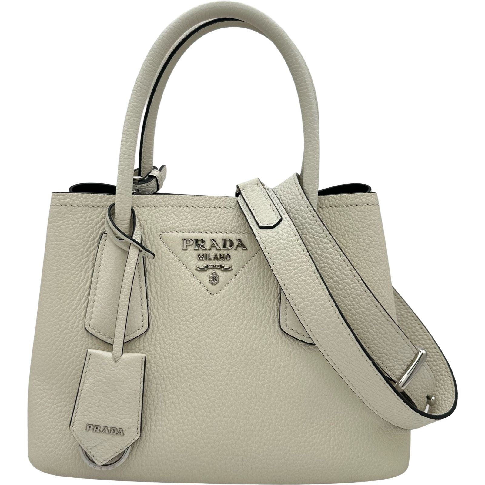 プラダ PRADA ドゥーブレ ミニ 1BG443 ホワイト レザー レディース 