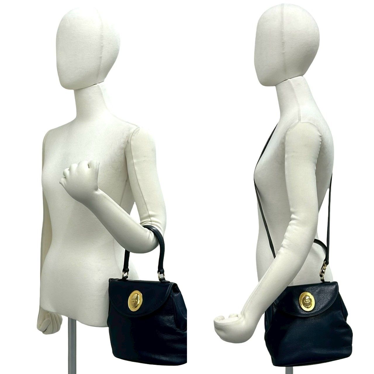 Christian Dior ハンドバッグ パーティーバッグ ヴィンテージ 極 美品 Christian Dior ディオール ヴィンテージ CD ロゴ 金具 レザー
