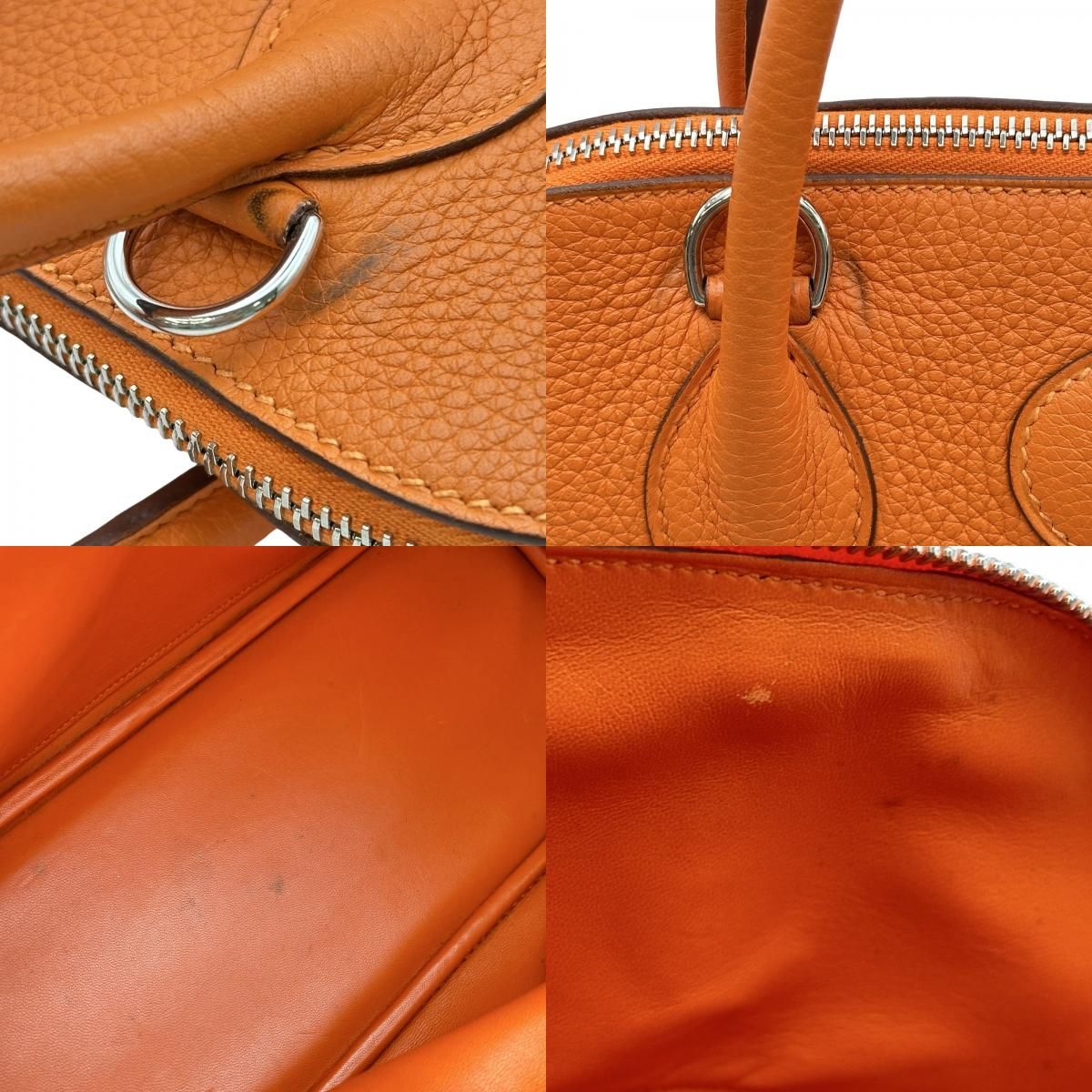 エルメス HERMES ボリード31 □M刻印 オレンジ シルバー金具 トリヨン