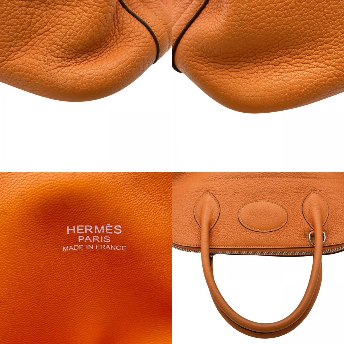 エルメス HERMES ボリード31 □M刻印 オレンジ シルバー金具 トリヨン