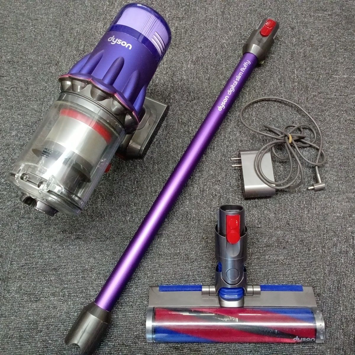 ★保証なし☆軽磨き ダイソン Dyson digital slim(SV18)(パープル)＋ロングパイプ digital slim(SV18)(パープル)＋slim fluffyクリーナーヘッド(V12/digital slim)　管理番号：MER-217