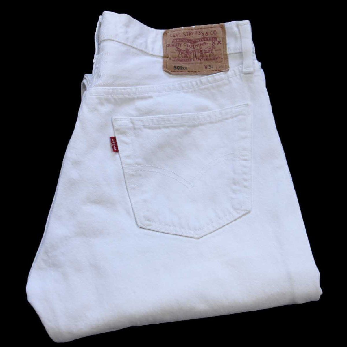 00s 英国製 Levi'sリーバイス 501 ホワイト デニムパンツ W34★E11 ユーロ ヨーロッパ オールド ビンテージ ジーンズ ストレート UK