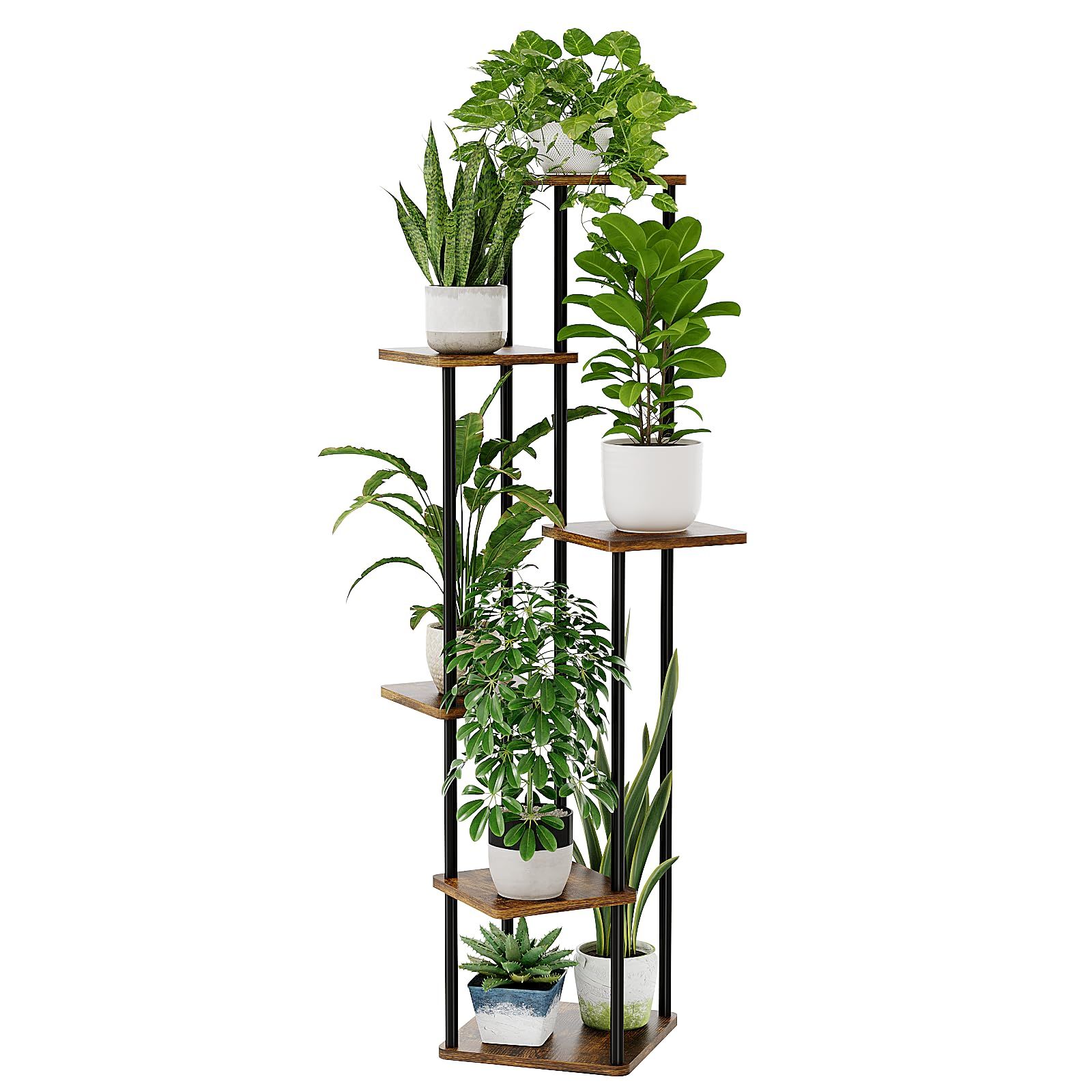 Bamworld フラワースタンド 室内 プランタースタンド 6段観葉植物 台 おしゃれ 植物 棚 植木鉢台 プランターラック リビング 寝室 ベランダ 高さ130cm以上as ef6a672a