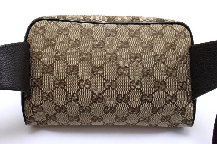 GUCCI　ウエストポーチ　GG柄　ダークブラウン　キャンバス　レザー　シルバー GUCCI グッチ バッグ GGウエストバッグ ベージュ/ダークブラウン