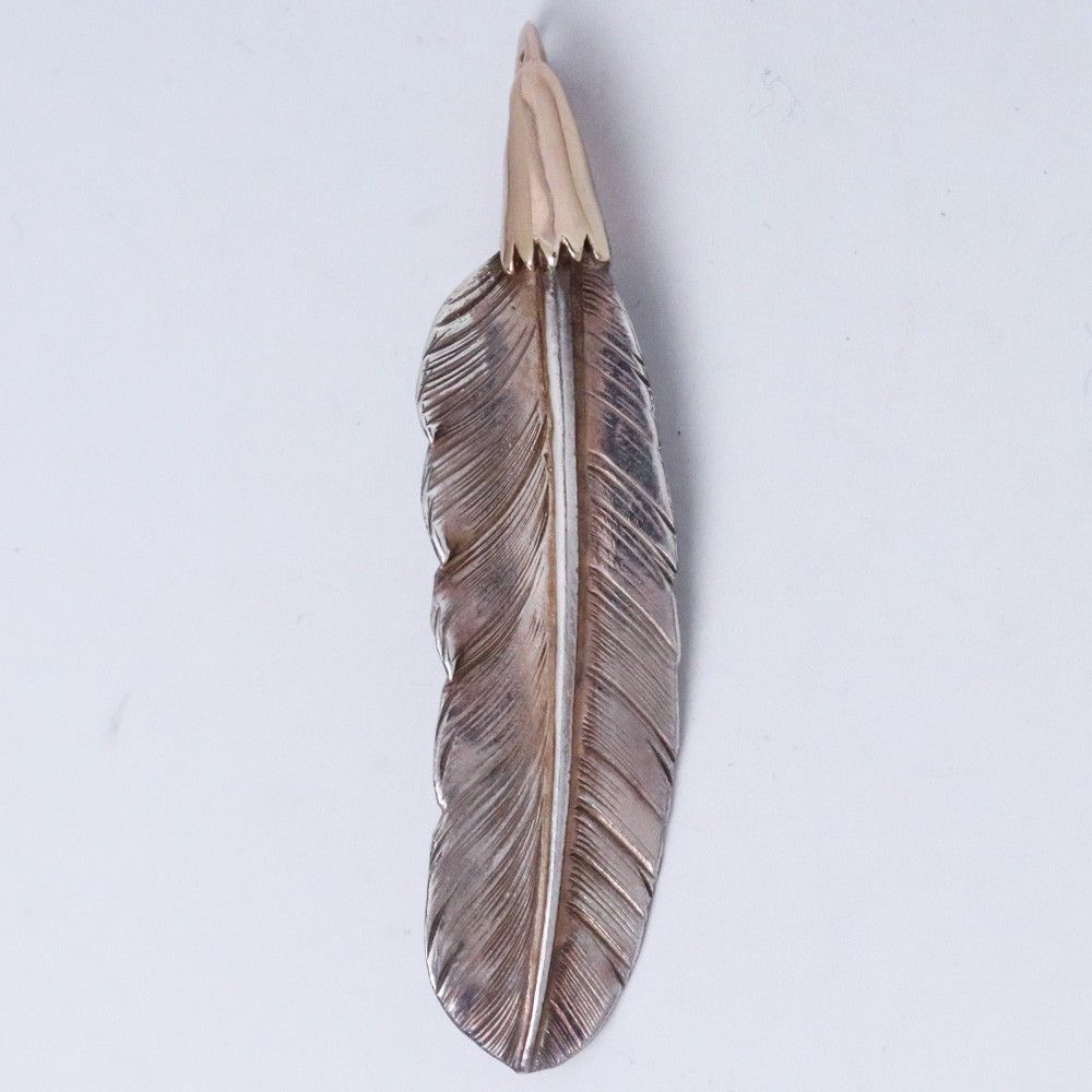 LARRY SMITH EAGLE HEAD FEATHER PENDANT No.49 18K ROSE GOLD ACCENT 右向き シルバー EFNL-0049-18KRG