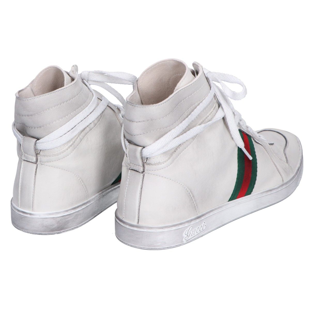 GUCCI グッチ ホワイト 864414 ストレッチ レザー ハイトップ