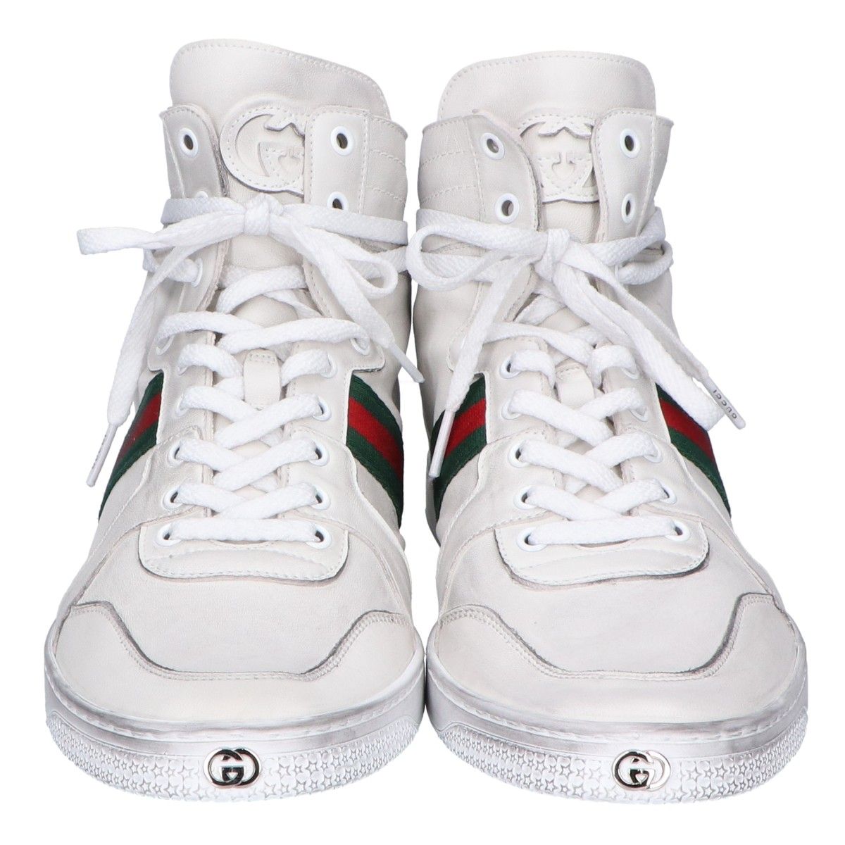 GUCCI グッチ ホワイト 864414 ストレッチ レザー ハイトップ