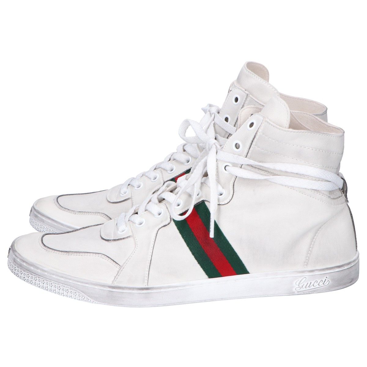 GUCCI グッチ ホワイト 864414 ストレッチ レザー ハイトップ