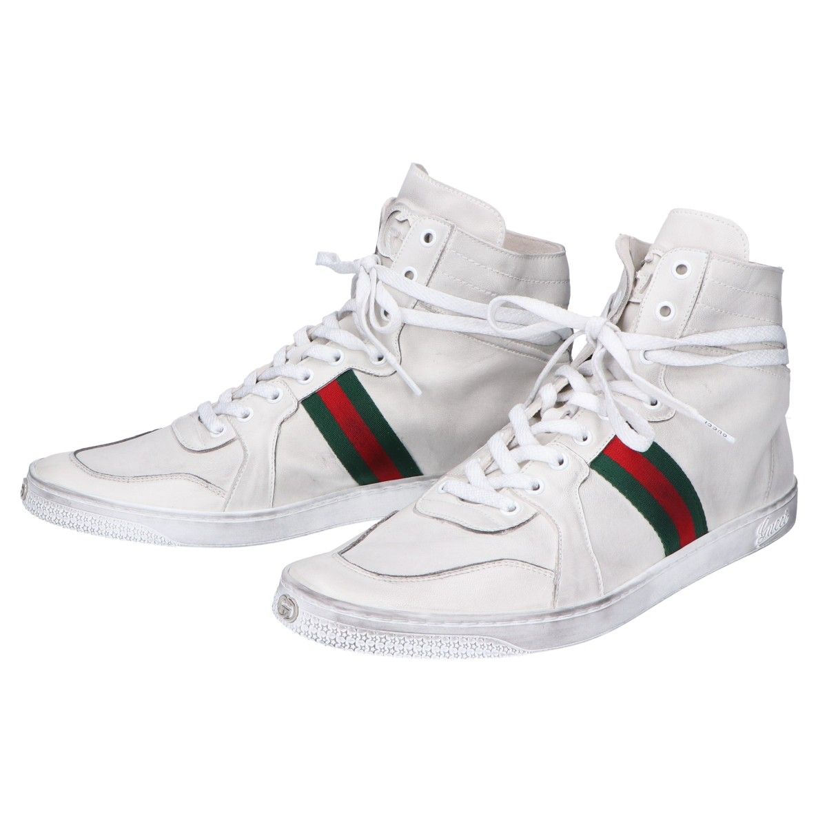 GUCCI グッチ ホワイト 864414 ストレッチ レザー ハイトップ
