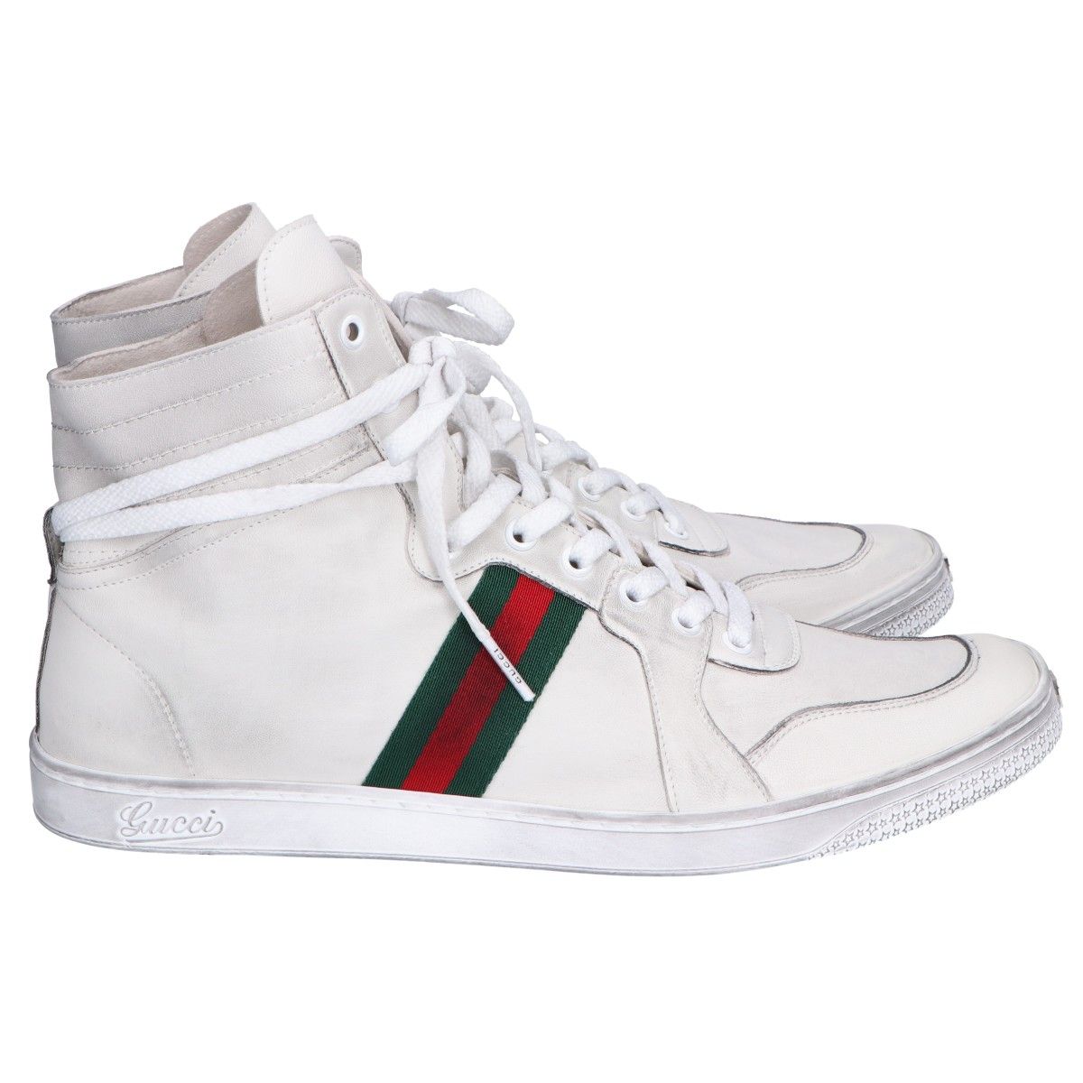 GUCCI グッチ ホワイト 864414 ストレッチ レザー ハイトップ