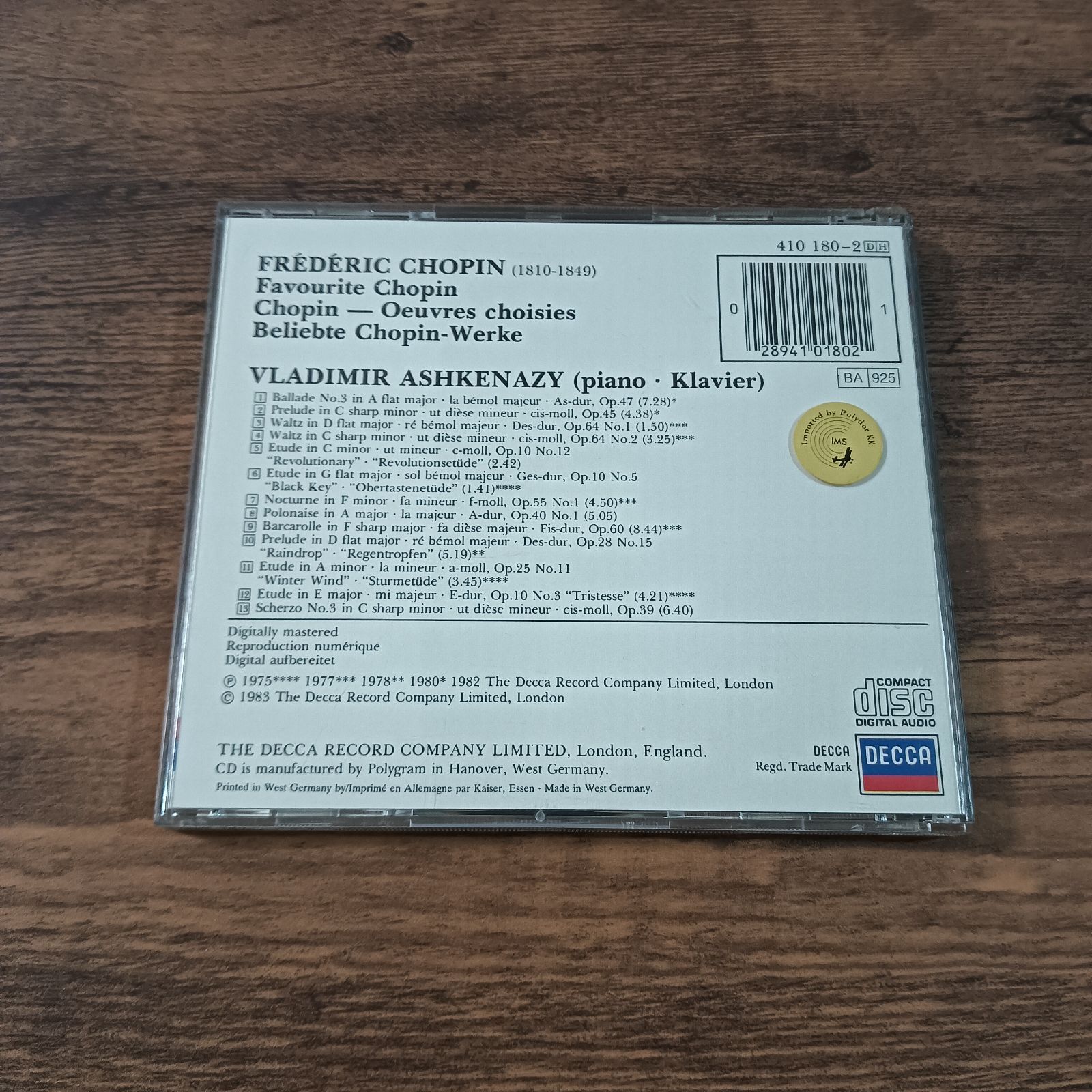 中古 CD Favourite Chopin / ウラディミール・アシュケナージ 管理番号