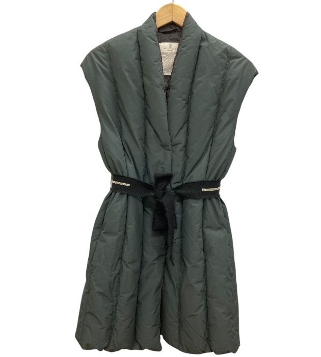 BRUNELLO CUCINELLI/ブルネロクチネリ/ロングダウンベスト/フェザー/サイズ40/ブラック/グレー系/レディース/FB3988