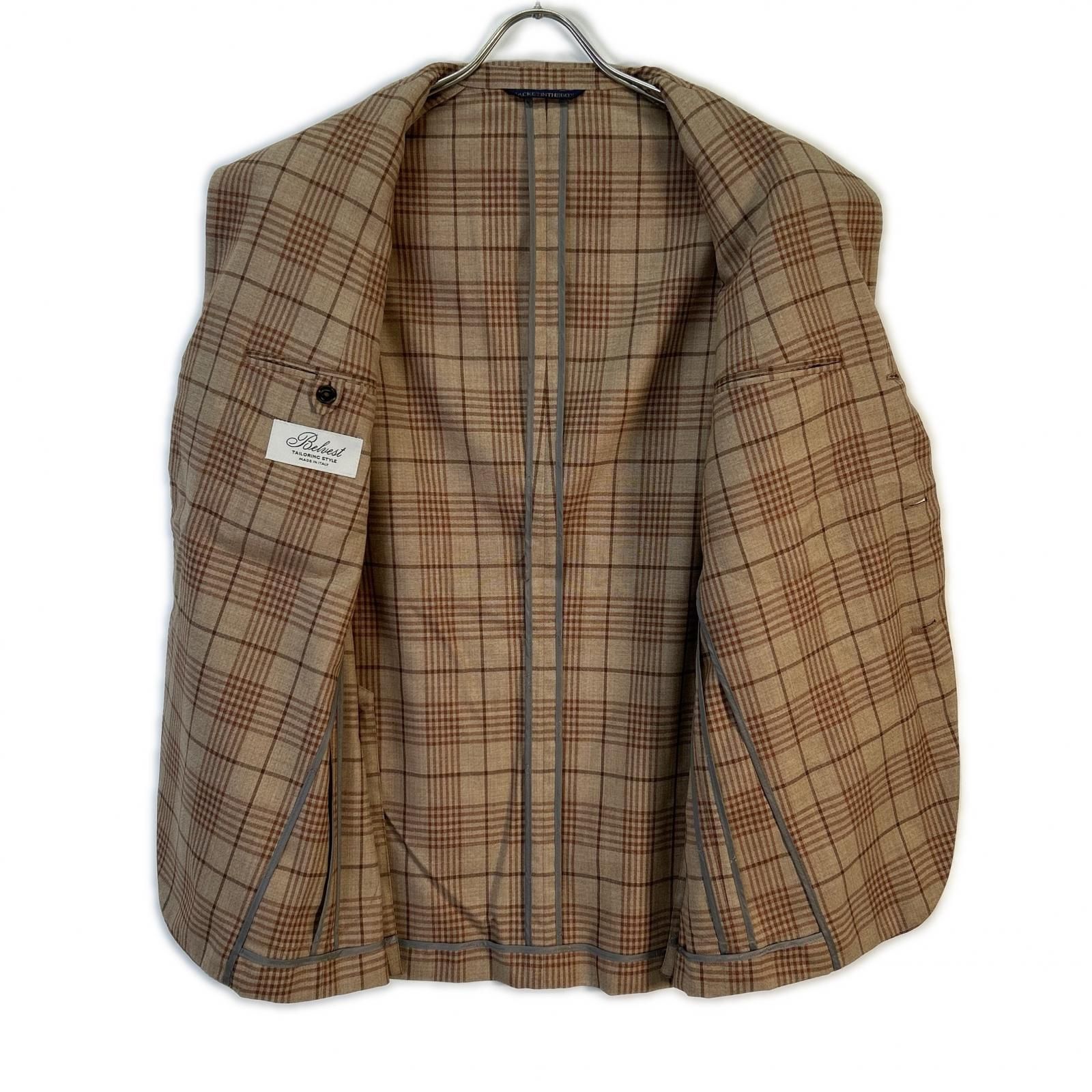 Belvest ベルベスト G10307 ブラウン ウール チェック JACKET IN THE 