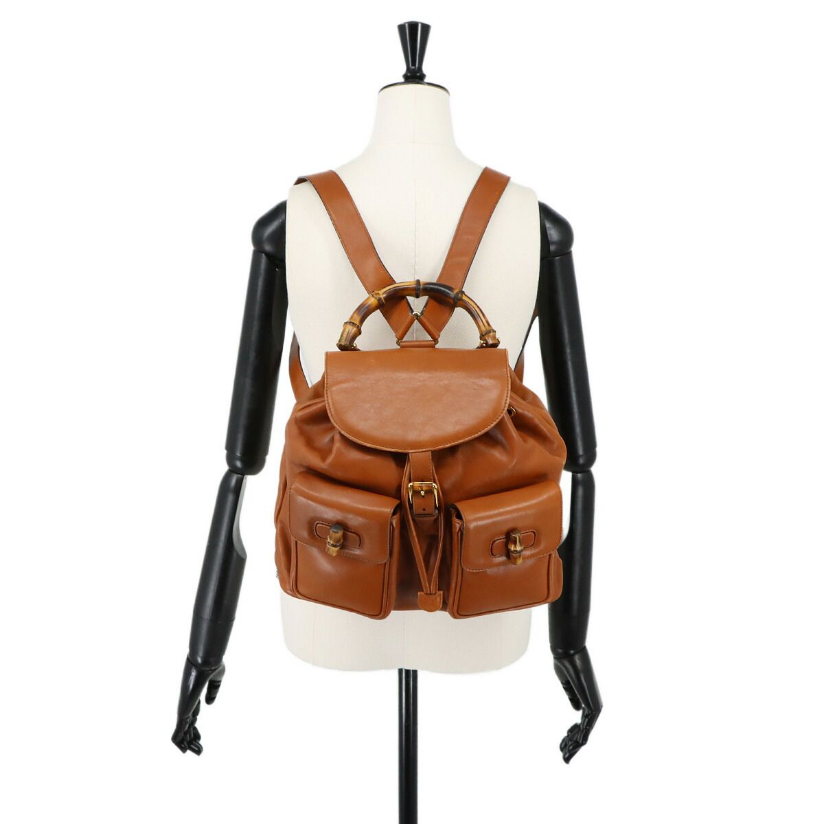 グッチ GUCCI バンブー バックパック リュックサック レザー ブラウン 