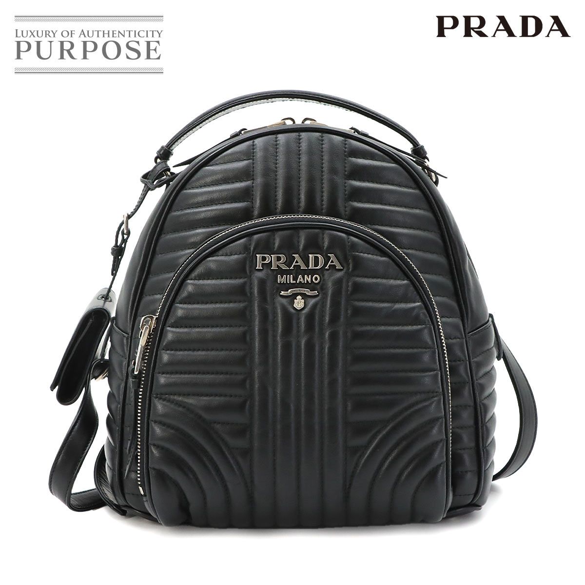 新品同様 プラダ PRADA ダイアグラム バックパック リュックサック レザー ネロ 1BZ030 Diagram Backpack 90320659 82,500円