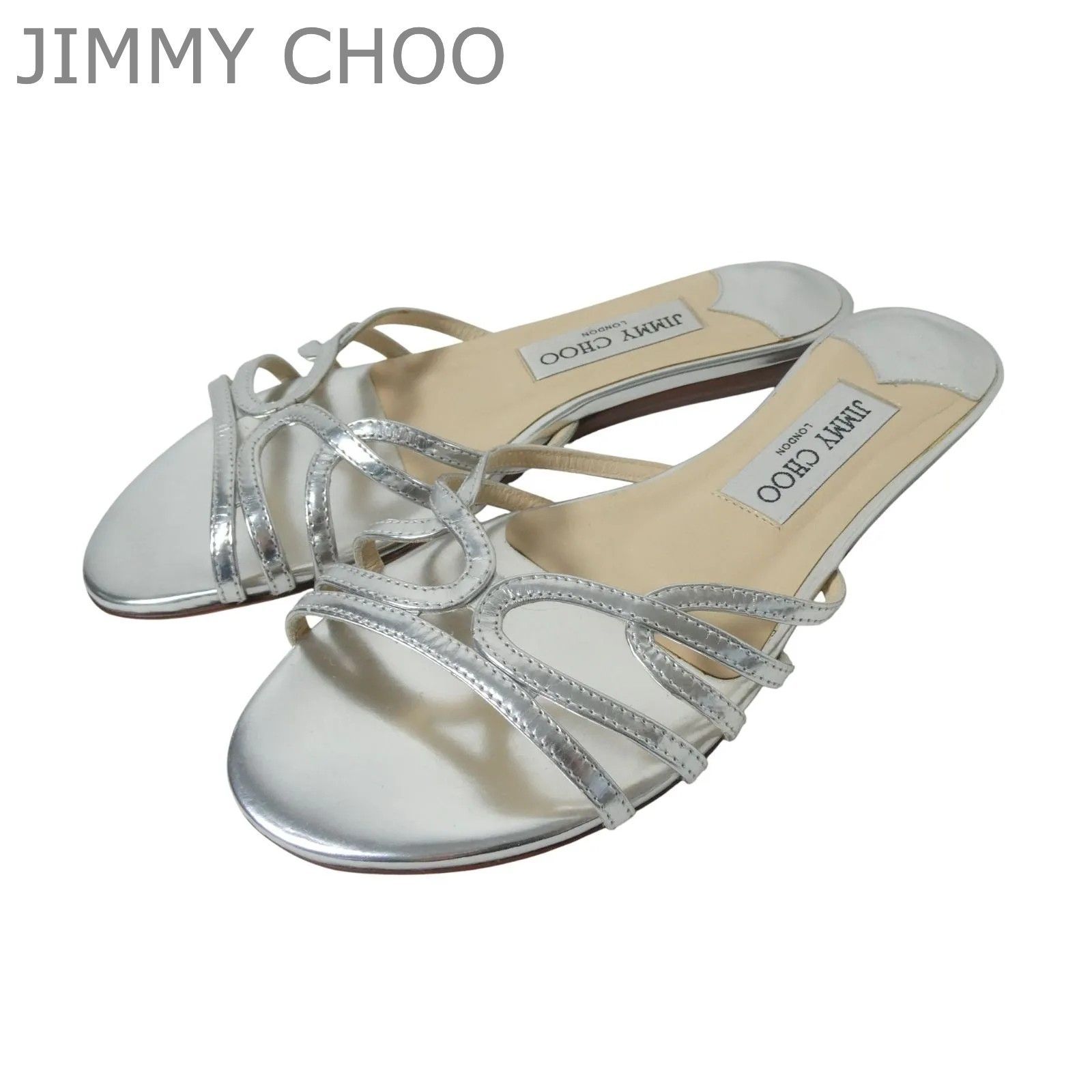 ジミーチュウ　jimmy choo パテントサンダル 試着のみ未使用品 JIMMY CHOO ジミーチュウ サンダル ミュール オープントゥ フラット