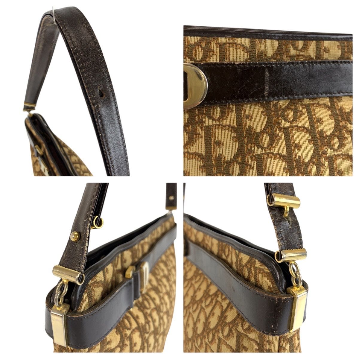 Dior ヴィンテージ トロッター ゴールド金具 キャンバス ショルダー 