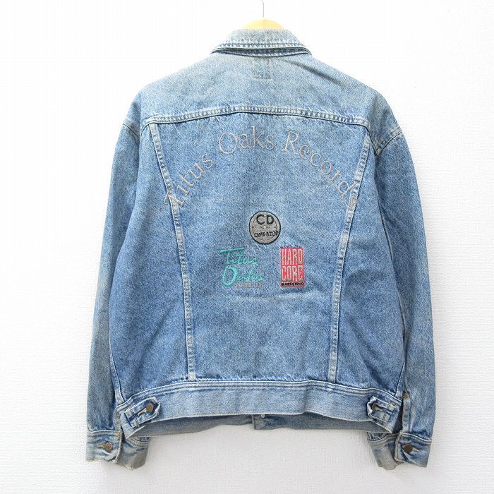 XL/古着 リー Lee 長袖 ジージャン メンズ 90年代 90s Titus Oaks Records 刺繍 紺 デニム【spe】 26apr21