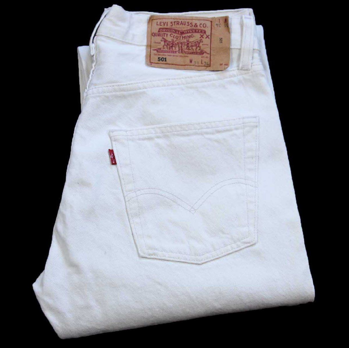 90s ポーランド製 Levi'sリーバイス 501 デニムパンツ 生成り W31 L34★ユーロ ヨーロッパ オールド ビンテージ ジーンズ ストレート