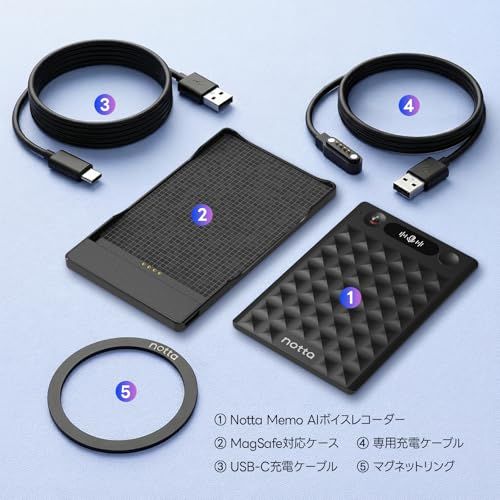 新品】Notta Memo Type-C充電 AIボイスレコーダー 文字起こし
