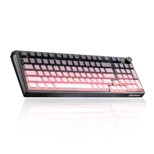 【新品】JK980 ゲーミングキーボード 97キー配列 テンキー付き トライモードBT/2.4GHz/USB-Cホットスワップ可能 アニメーションRGBバックライト付き グラデーショントポグラフィックキーキャップ グラデーションキーキャップ 20fd5029