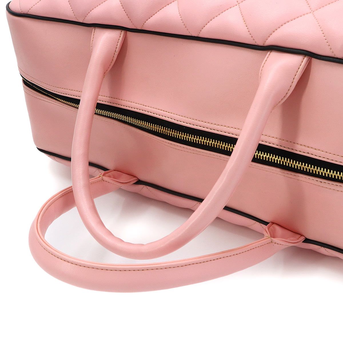 美品 シャネル CHANEL マトラッセ ロゴ ボストン バッグ カーフスキン