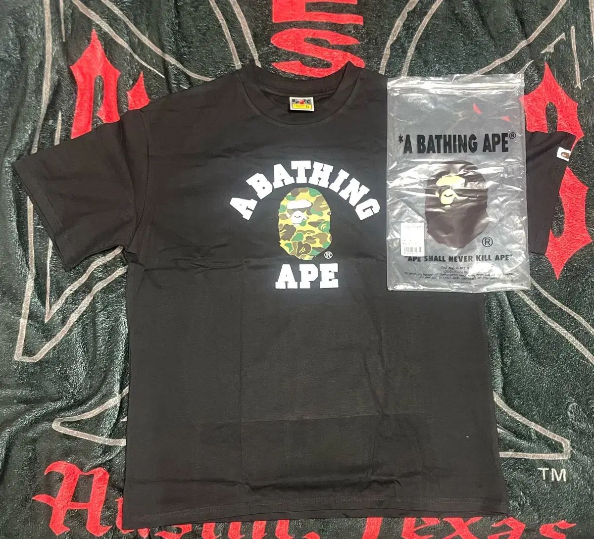 Bape A BATHING APE アベイシングエイプ ブラック Tシャツ-人気グッズ 