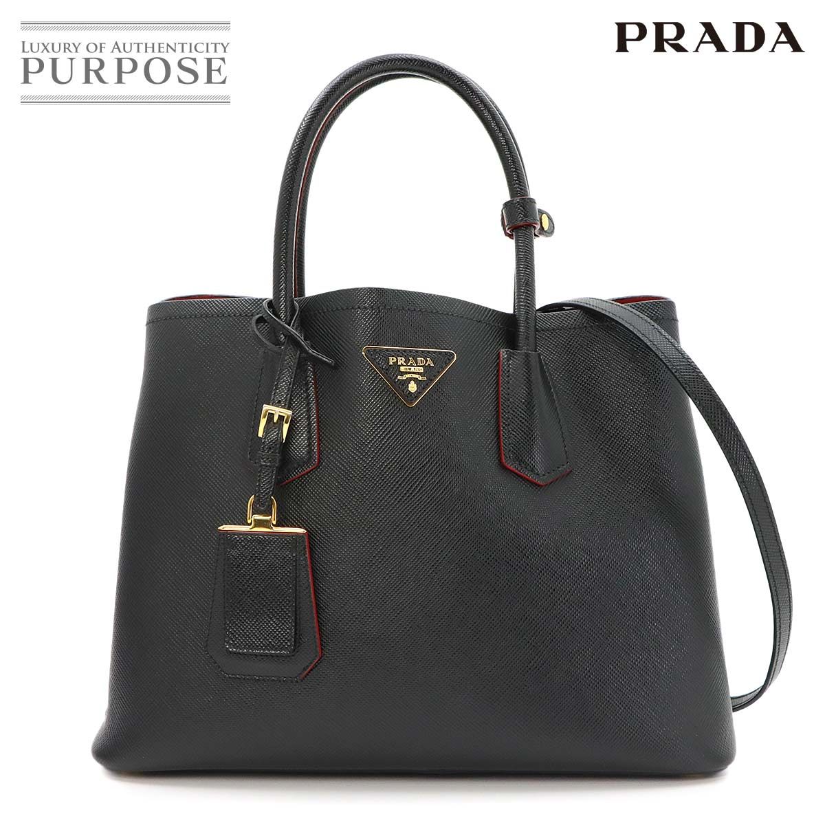 新品同様 プラダ PRADA 2way トート ショルダー バッグ サフィアーノ