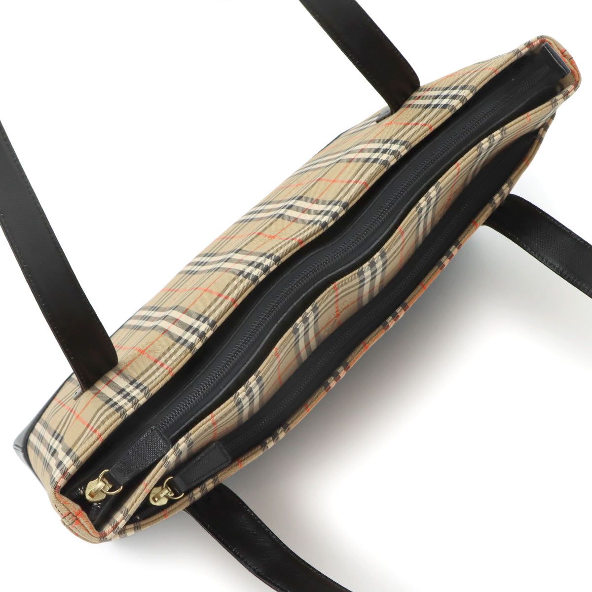 BURBERRY　ベージュ キャンバス トートバッグ 新品同様 バーバリー BURBERRY ヘイマーケットチェック トート バッグ