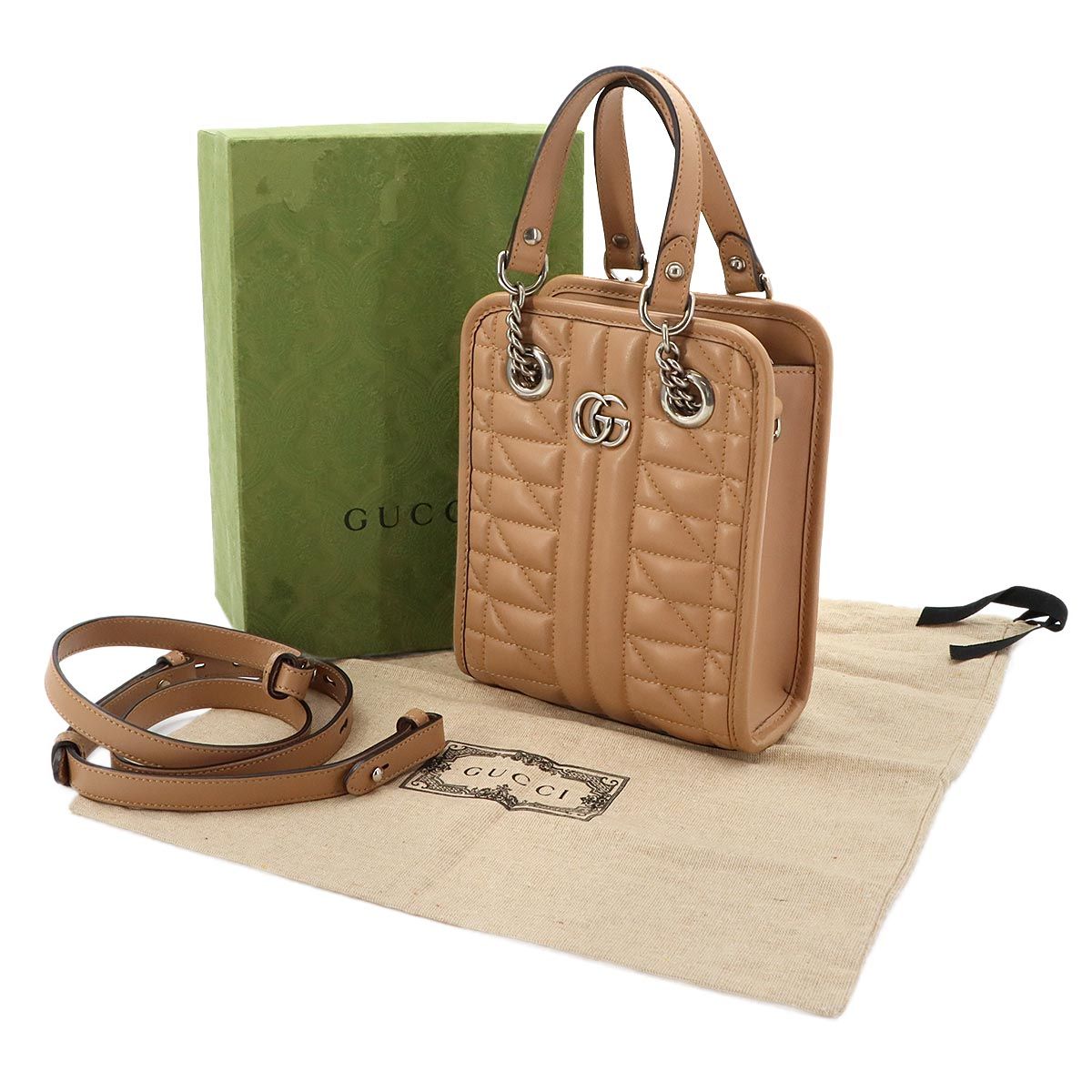 新品同様 グッチ GUCCI GGマーモント キルティング ミニ 2way ハンド 