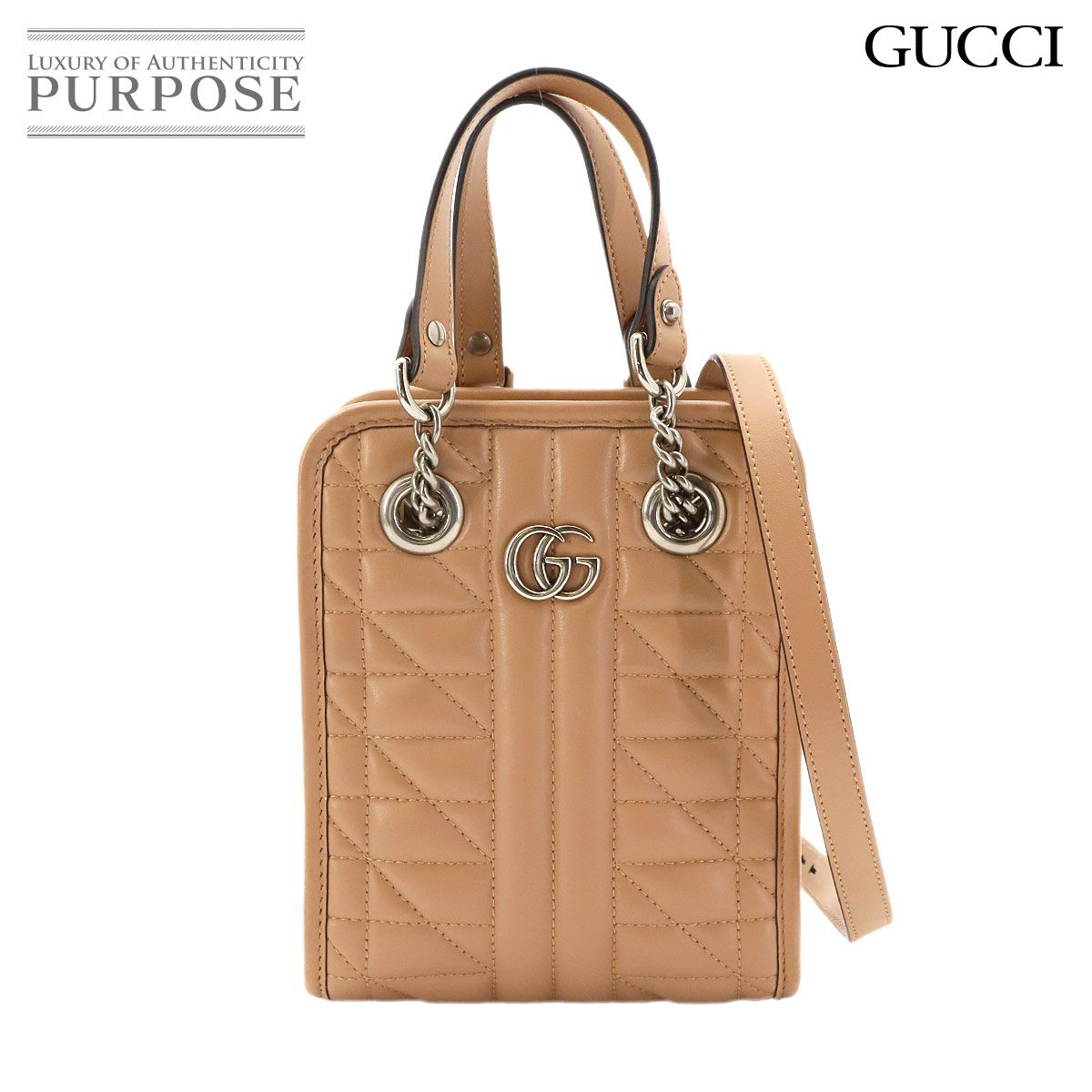 新品同様 グッチ GUCCI GGマーモント キルティング ミニ 2way ハンド