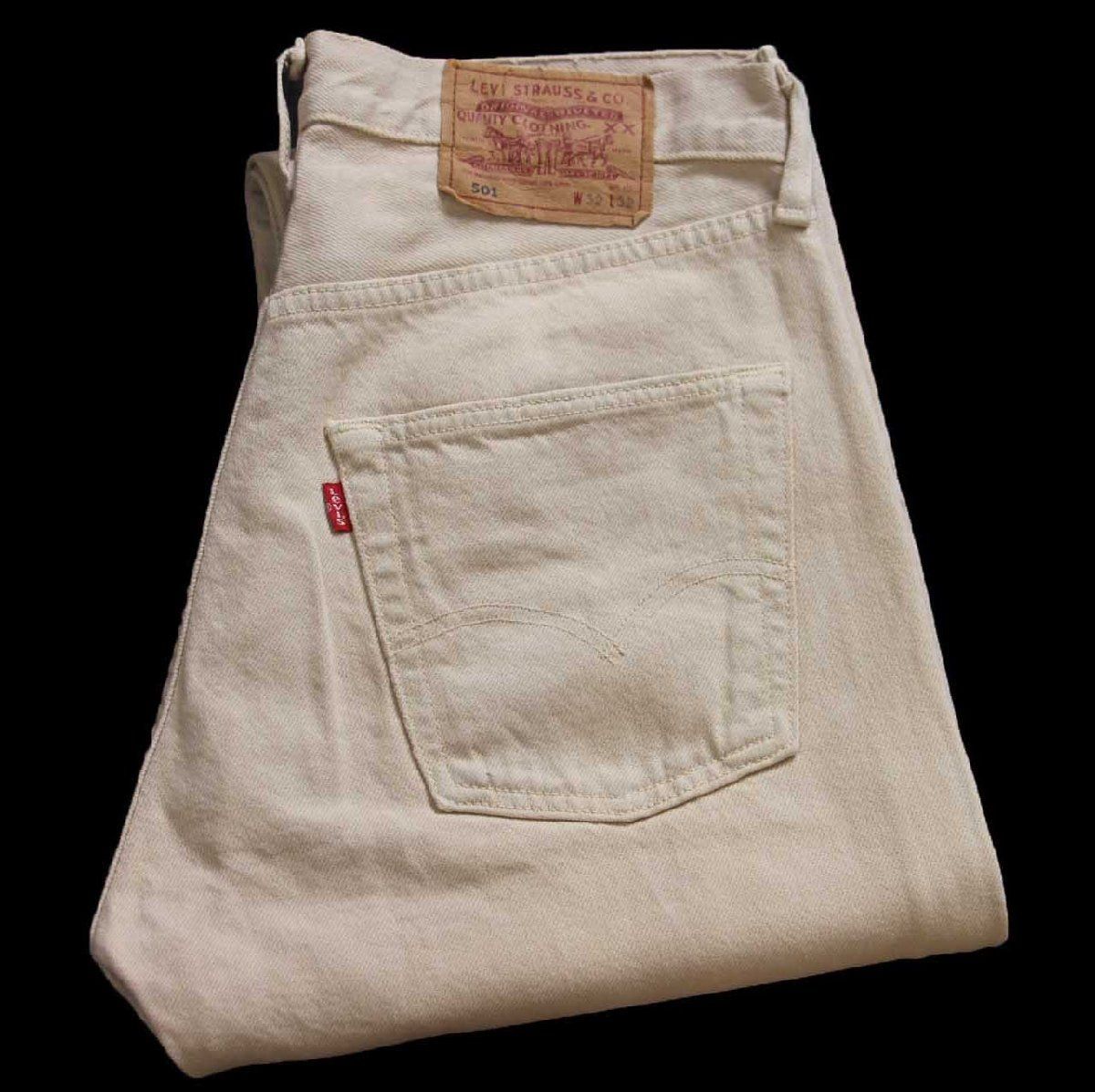 90s Levi'sリーバイス 501 カラーデニムパンツ カーキ W32 L32★ユーロ ヨーロッパ オールド ビンテージ ジーンズ ストレート