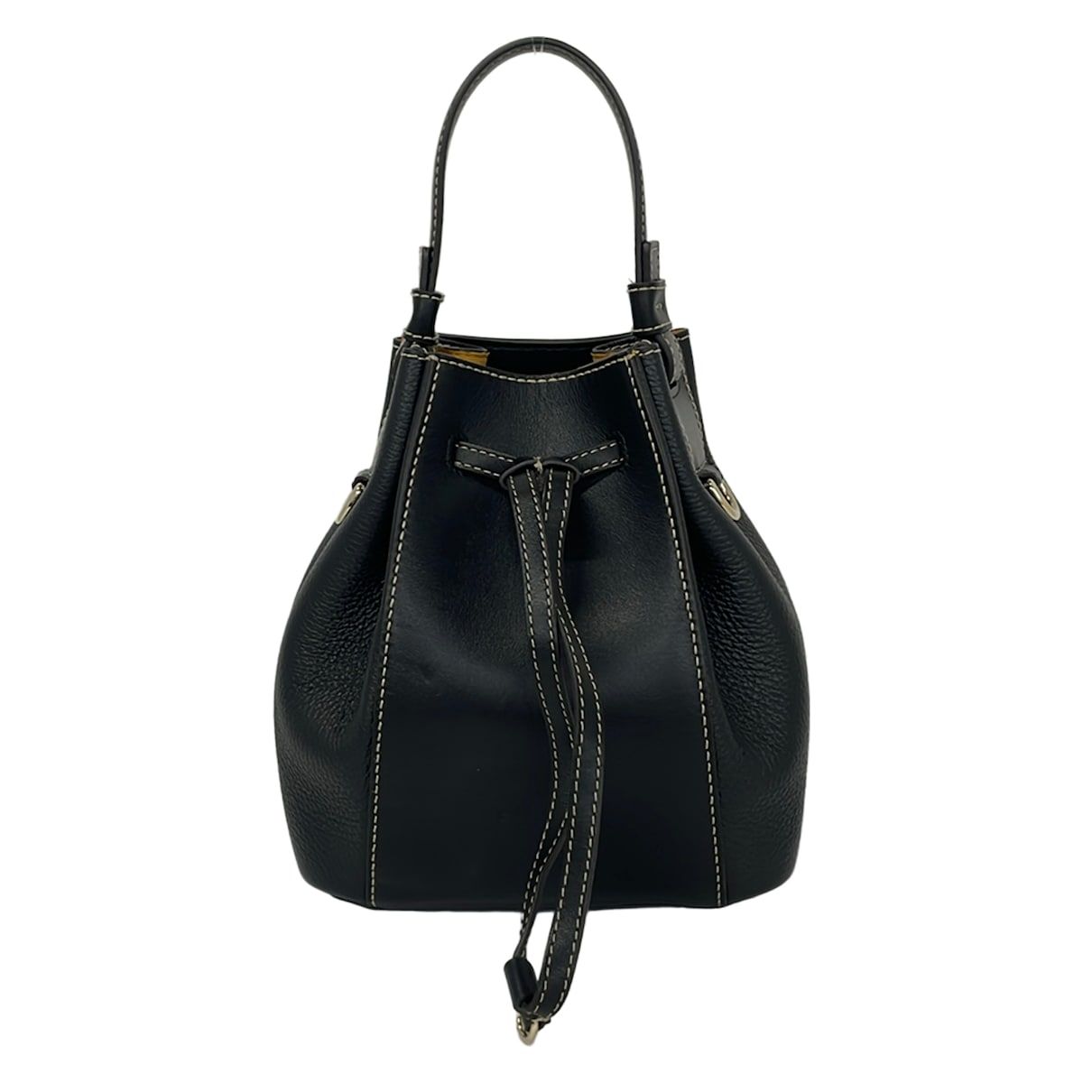 FURLA クロコ型押し レザー ハンドバッグ ブラック フルラ 