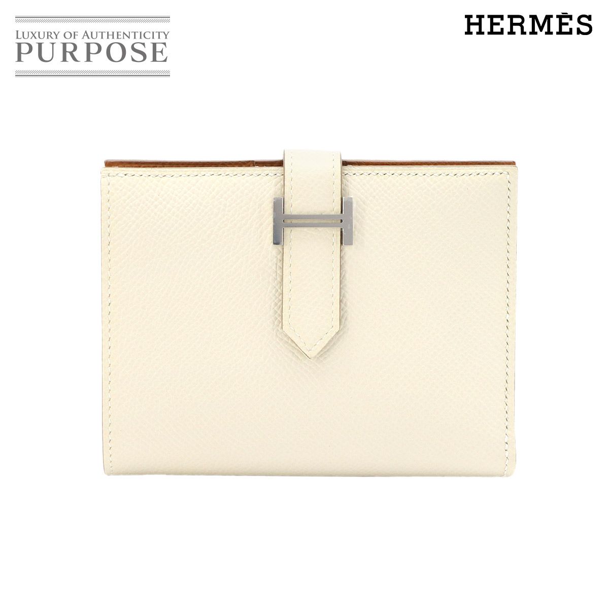 未使用 展示品 エルメス HERMES ベアン コンパクト ヴェルソ 二つ折り 財布 エプソン クレ ゴールド U刻印 シルバー 金具 90322789