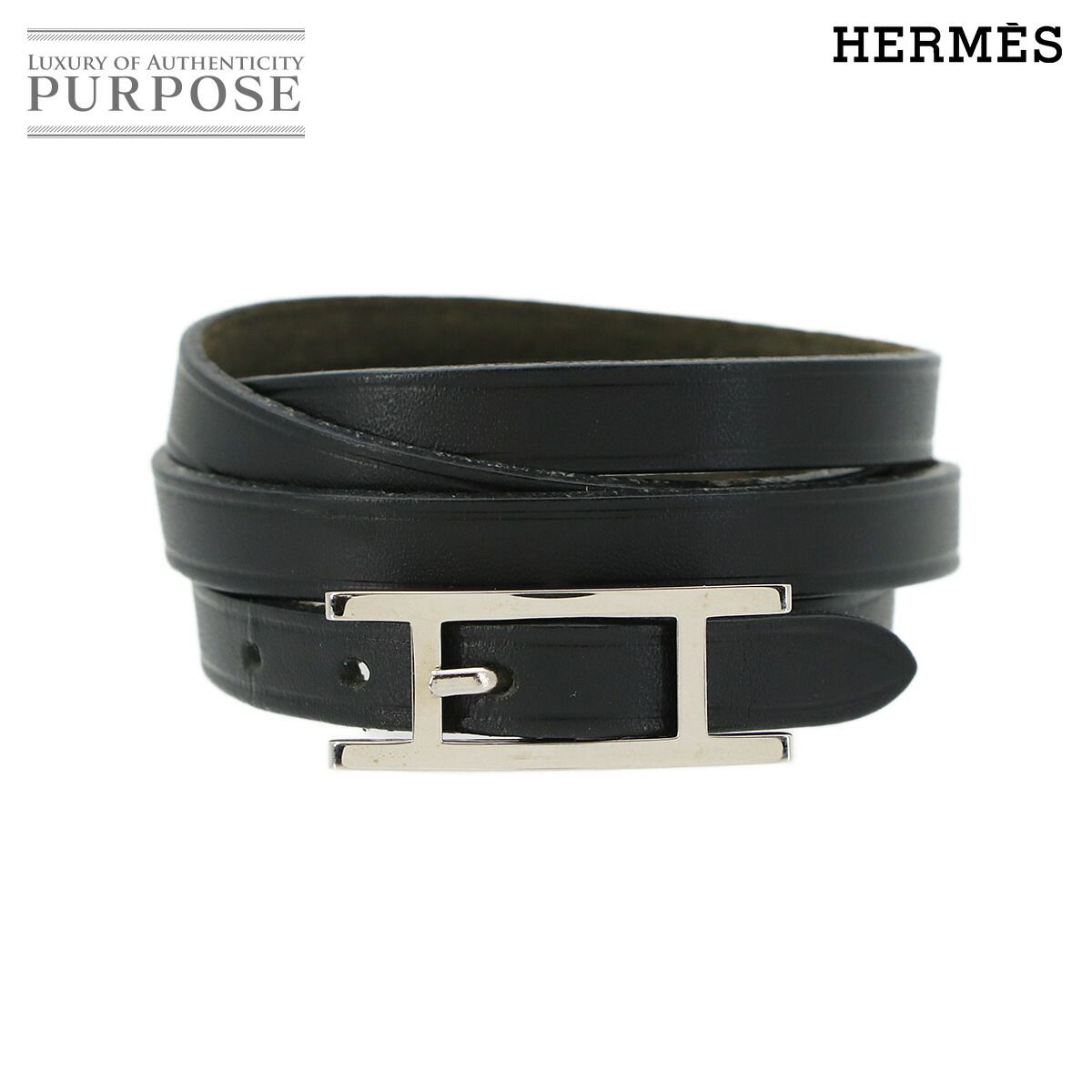 エルメス HERMES アピ3 ブレスレット スイフト ブラック □I刻印