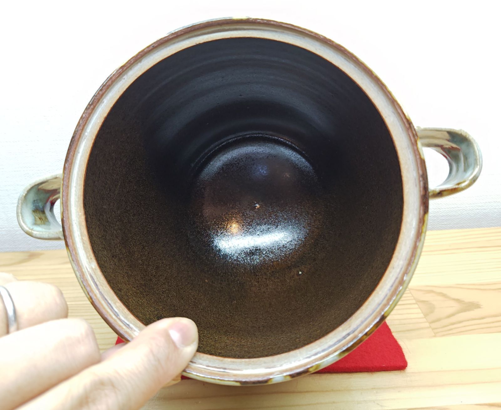 逢絢亭・中古品】茶道具 水指 膳所焼 耳付き 裏千家書付 陽炎園 岩崎新