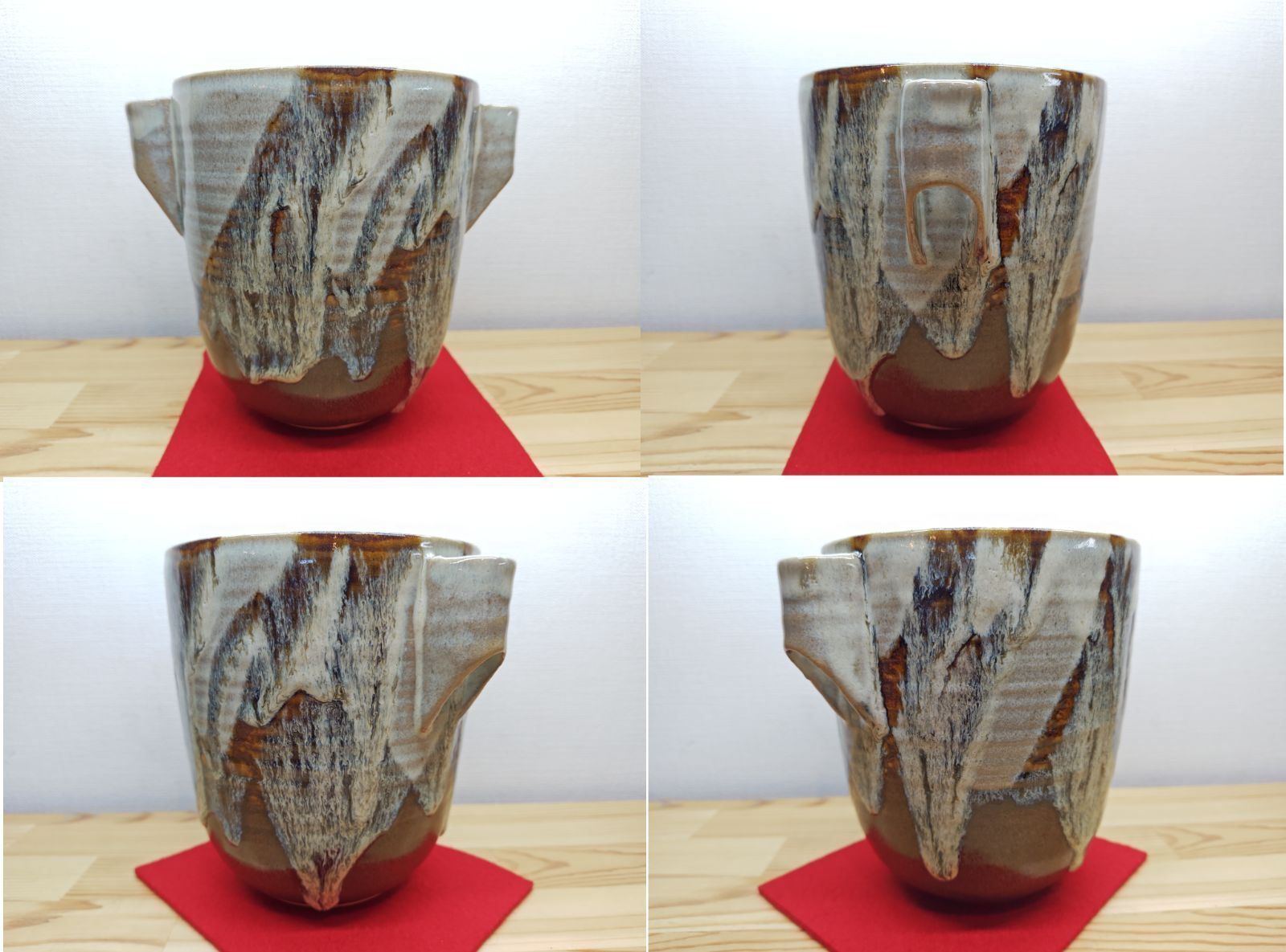逢絢亭・中古品】茶道具 水指 膳所焼 耳付き 裏千家書付 陽炎園 岩崎新