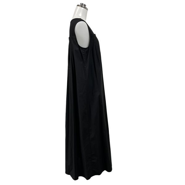 □ UNDICI・NOVE ウンデイッチノーベ ワンピース ロング丈 ノースリーブ プリーツ 切替 クルーネック 黒 綿混 40 L レディース S6E259