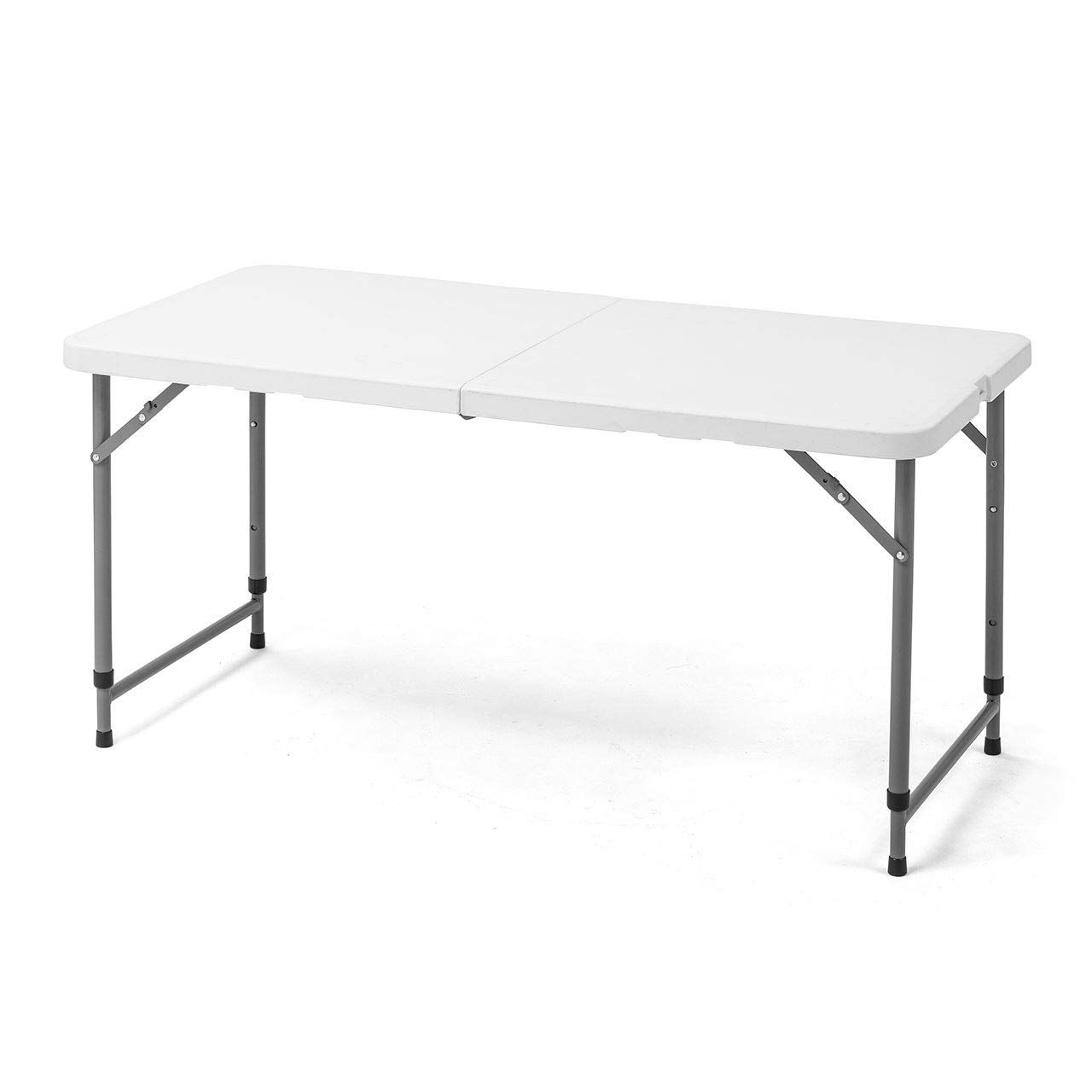 サンワダイレクト 折りたたみテーブル 幅122cm×奥行61cm 高さ58cm/74cm 耐荷重30kg 屋外 樹脂天板 ホワイト 100-FD015Wｍａ