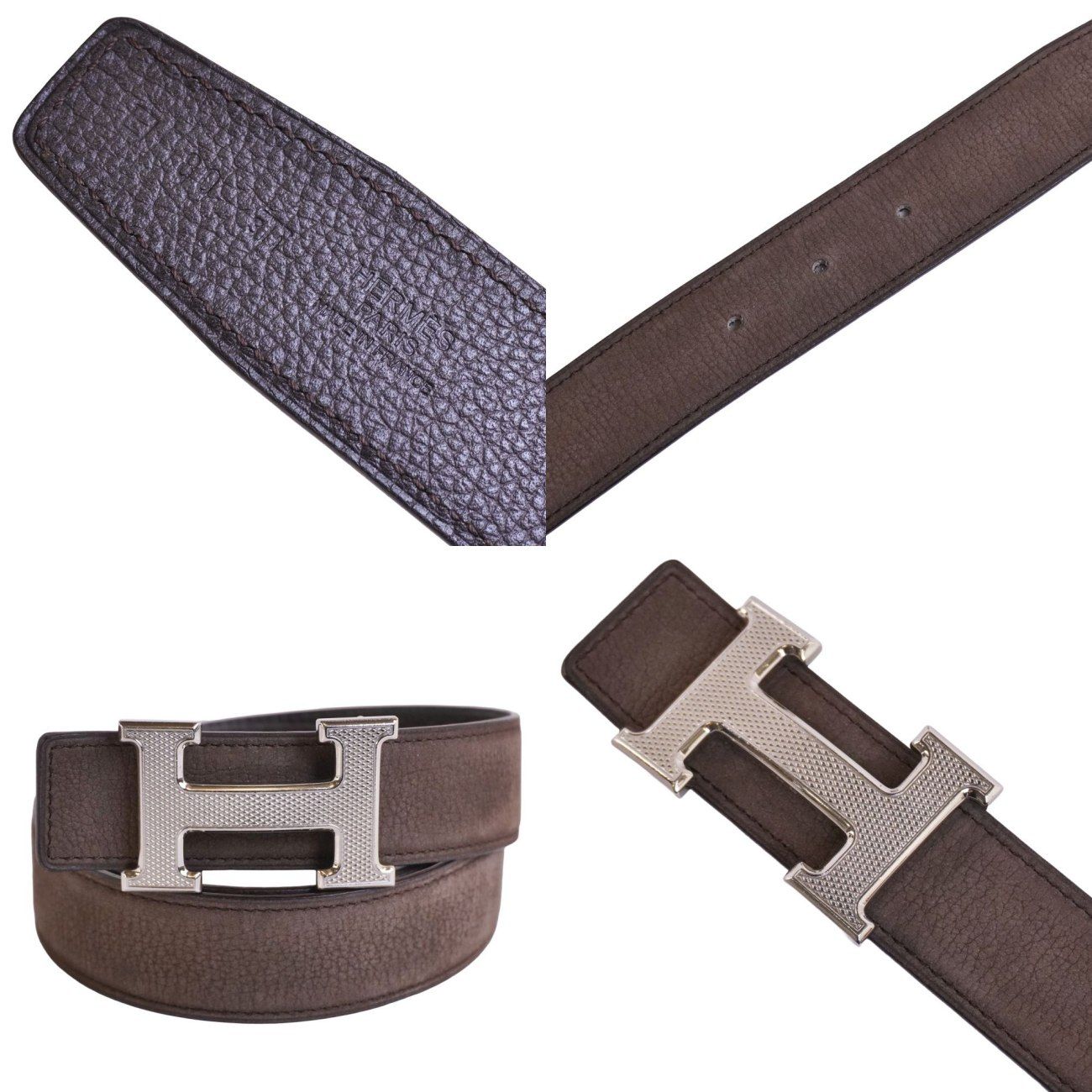 美品 エルメス HERMES ベルト レザーベルト リバーシブル Hロゴ レディ