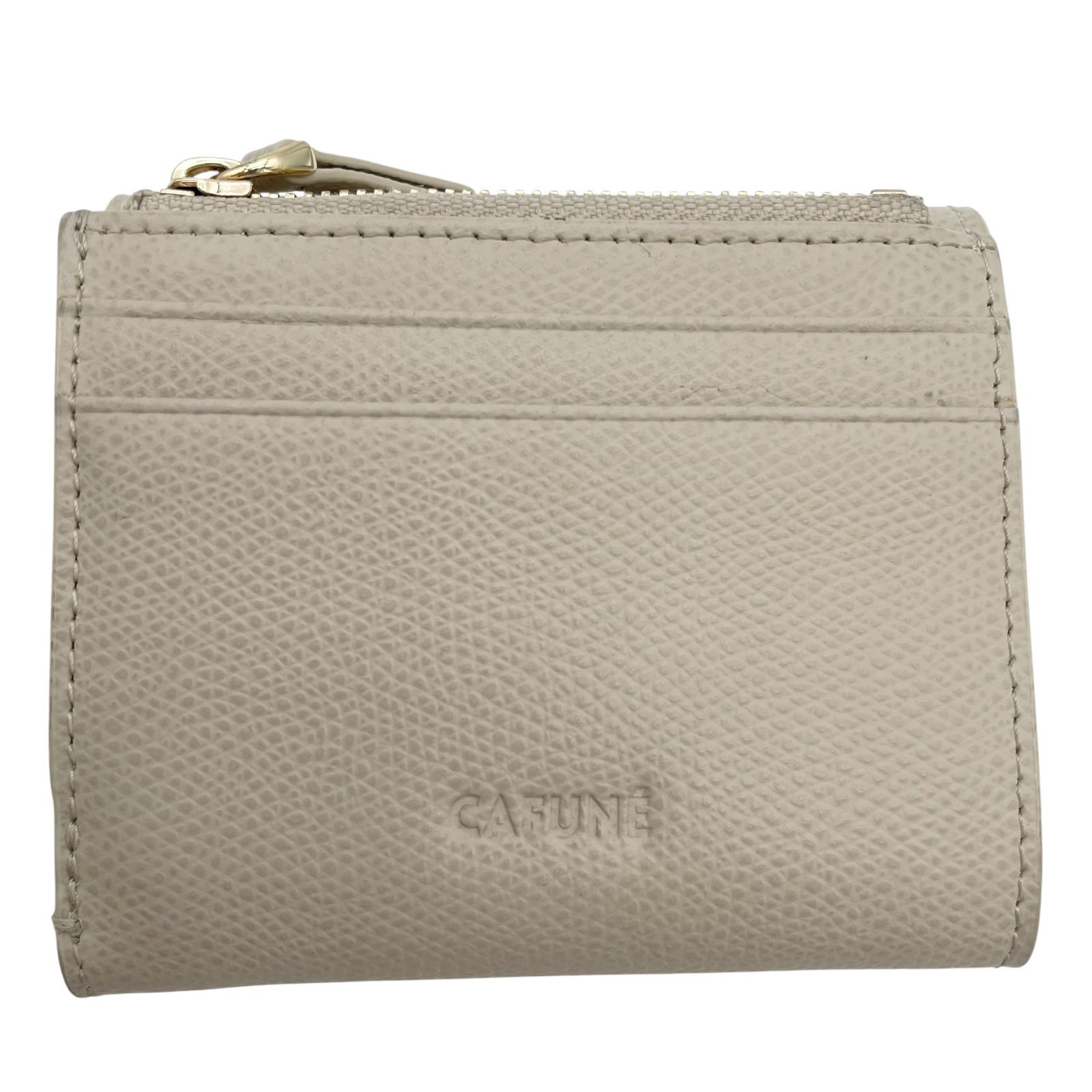 美品 CAFUNE カフネ 三つ折り財布 ウォレット 金具 レザー ホワイト