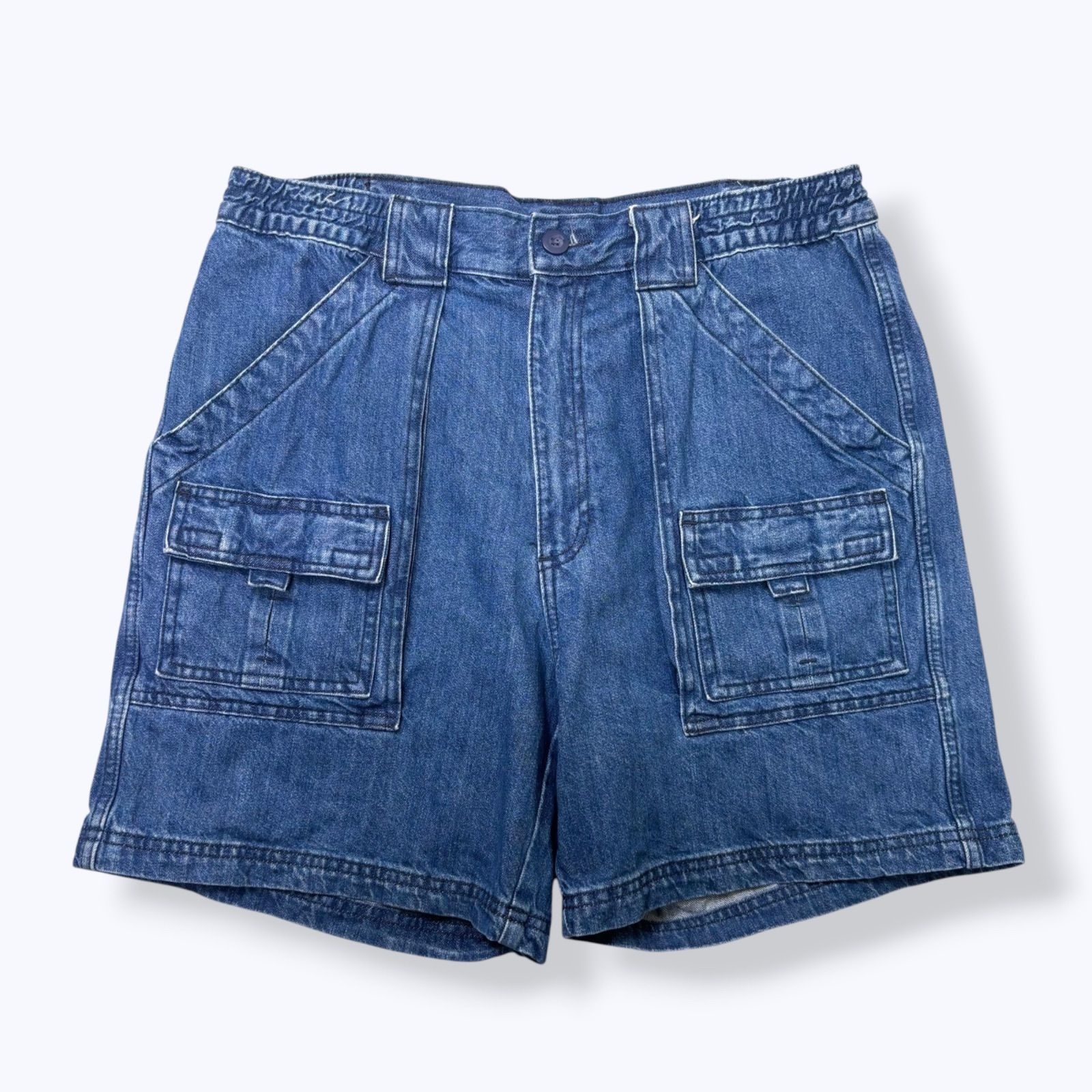 2000s ST.JOHN'S BAY Denim Cargo Shorts 【W34】 2000年代 セントジョンズベイ デニム カーゴ ショーツ ショートパンツ 古着 ヴィンテージ インディゴ