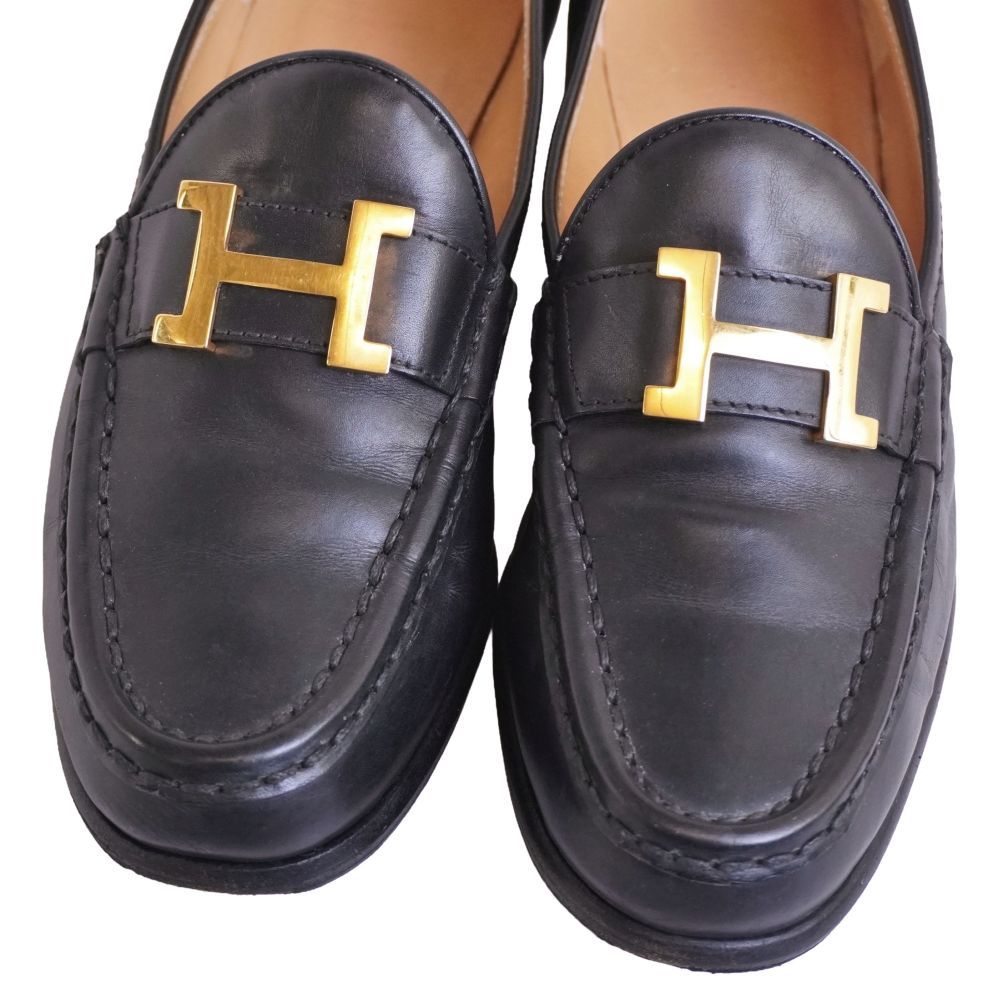 美品 エルメス HERMES ローファー モカシン ヒール コンスタンス Hロゴ