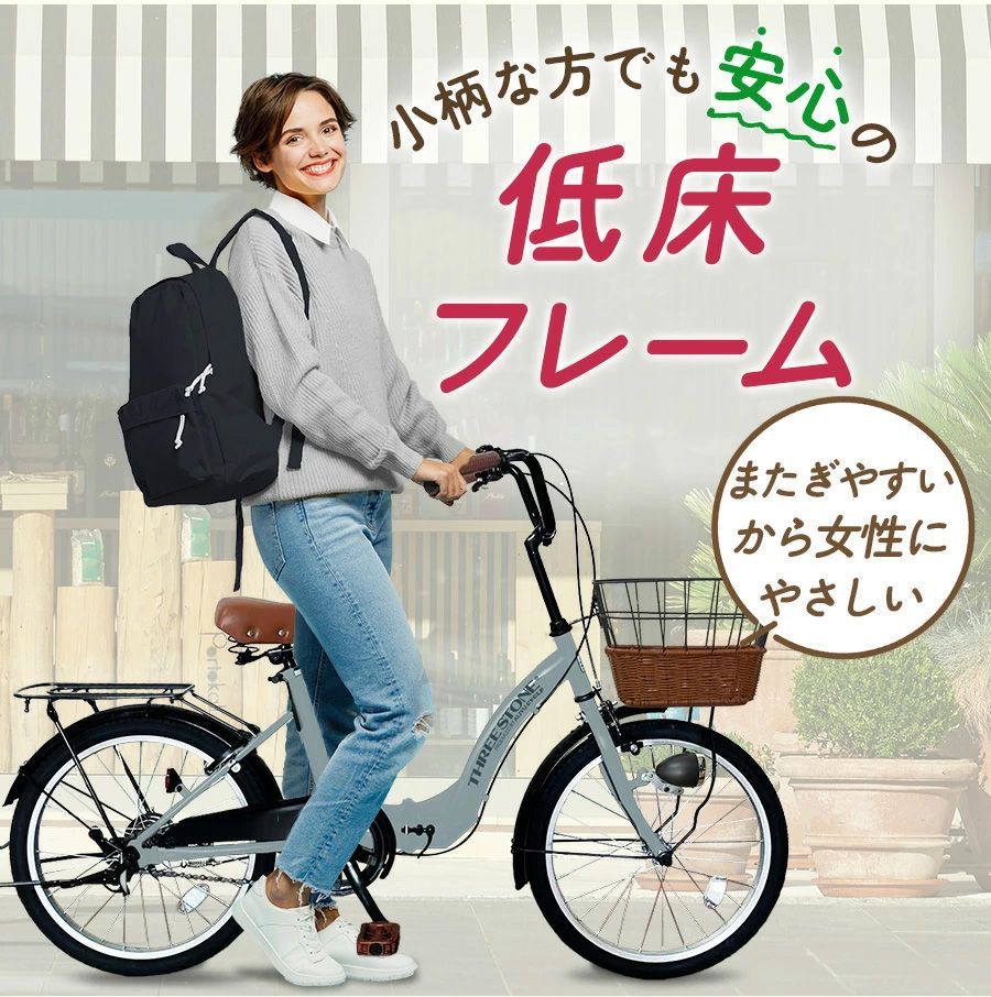 ノーパンク】シティサイクル 20インチ 籐風バスケット搭載 [TS20M-np