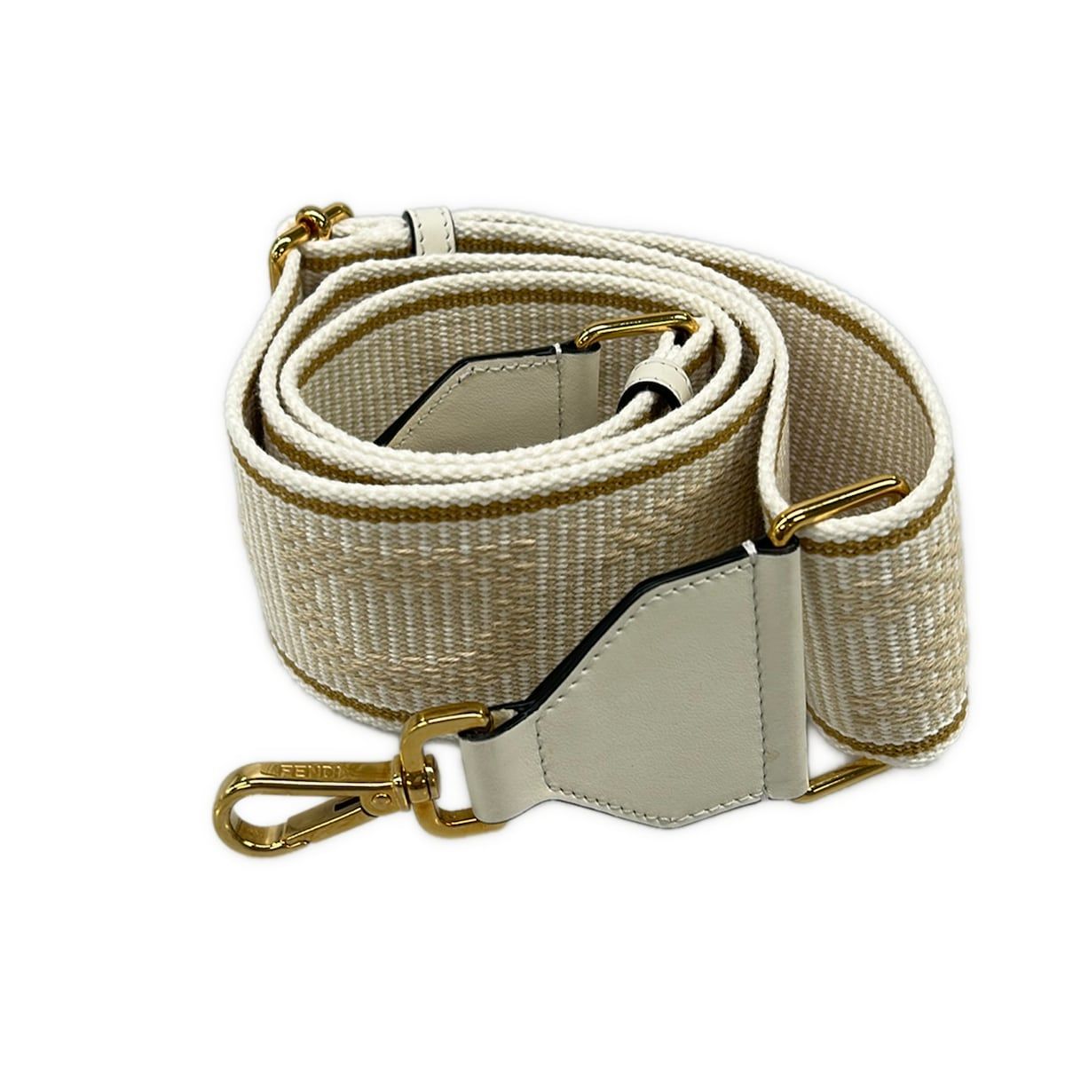 FENDI(フェンディ) ショルダーストラップ ストラップユー 白×ベージュ レザー