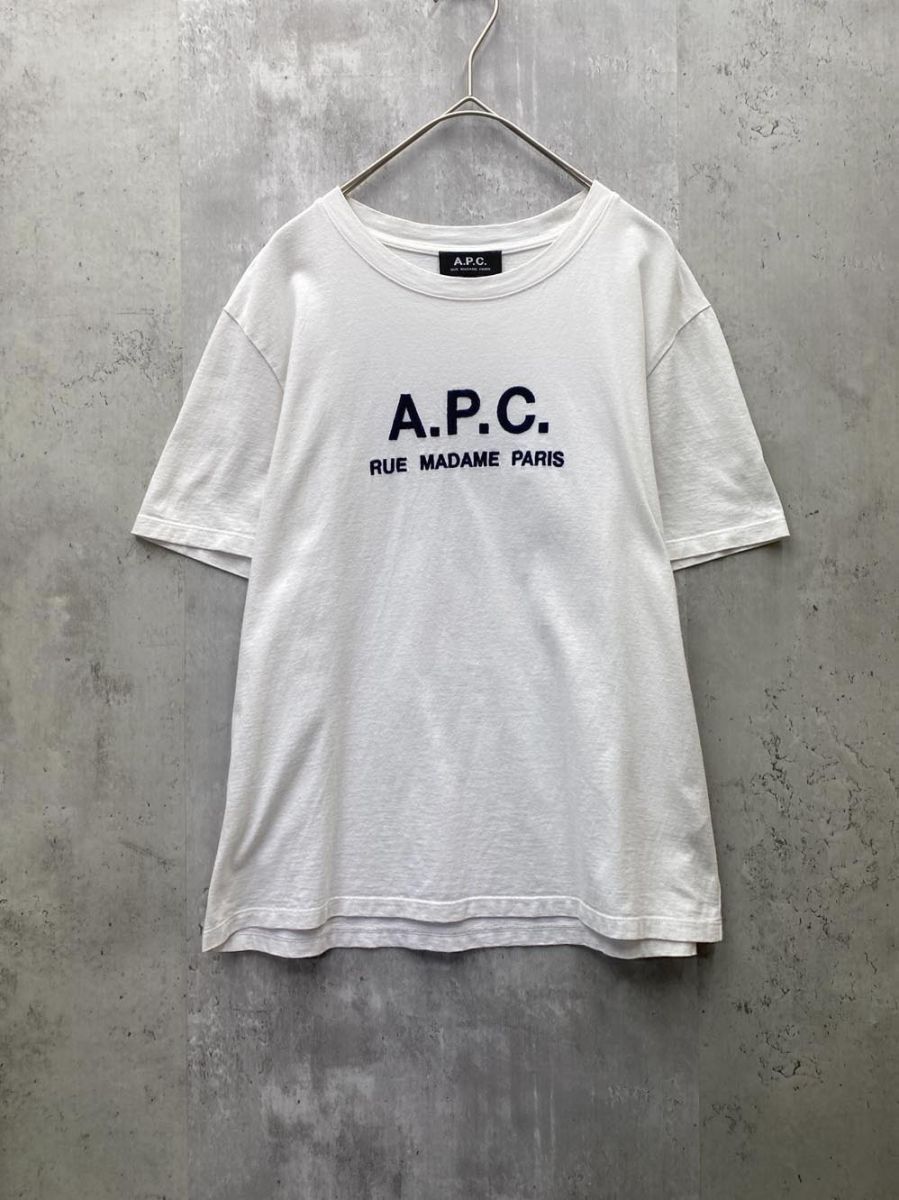 A.P.C. アーペーセー コットン100% ロゴ刺繍入り クールネック Tシャツ