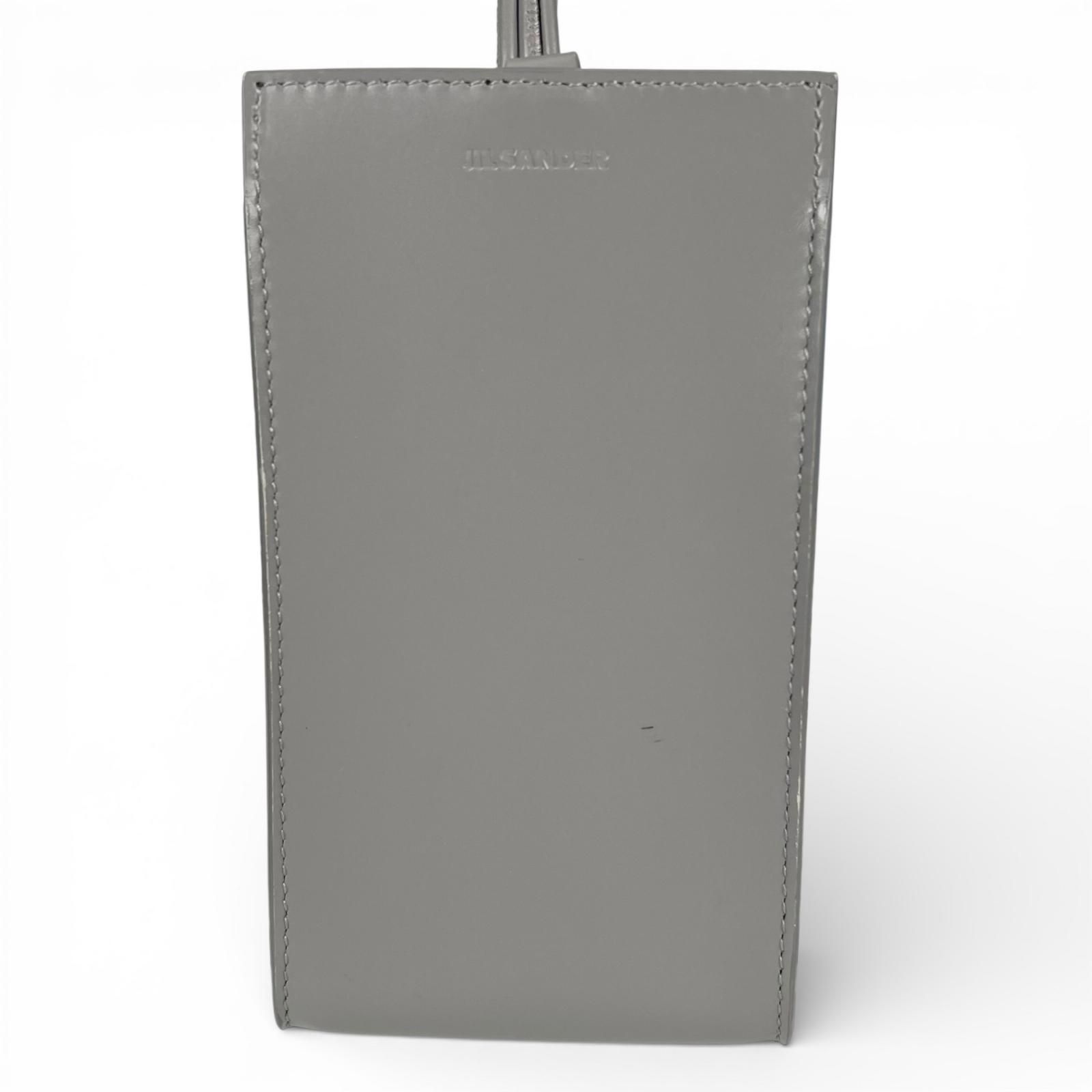 美品▲JIL SANDER ジルサンダー TANGLE タングル レザー フォンケース iPhoneケース グレー イタリア製 レディース