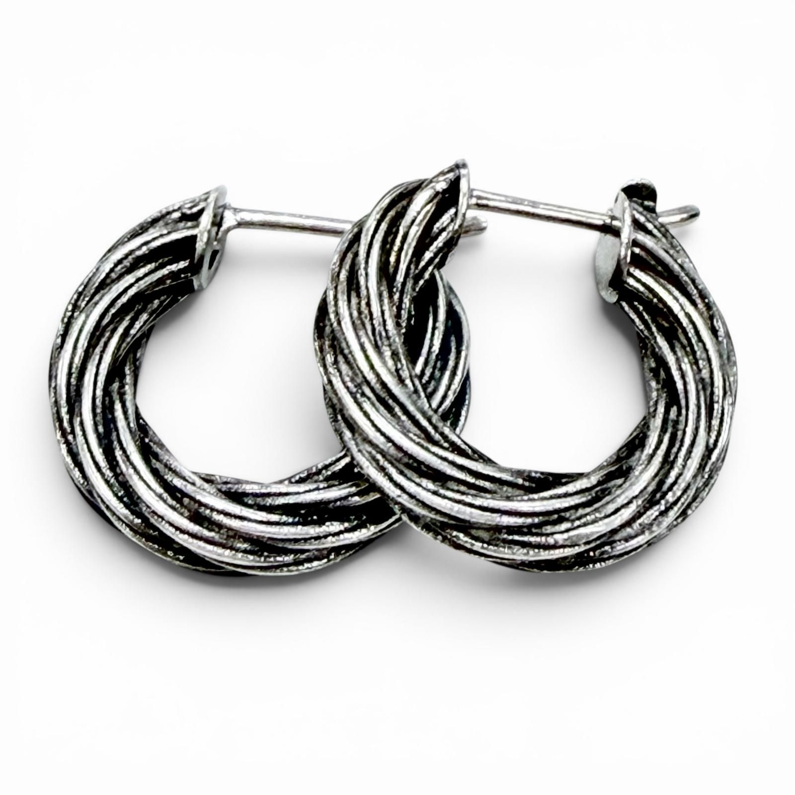 美品▼BOTTEGAVENETA ボッテガヴェネタ AG925 ツイストフープ 両耳用 ピアス シルバー イタリア製 総重量6.9g メンズ レディース アクセサリー