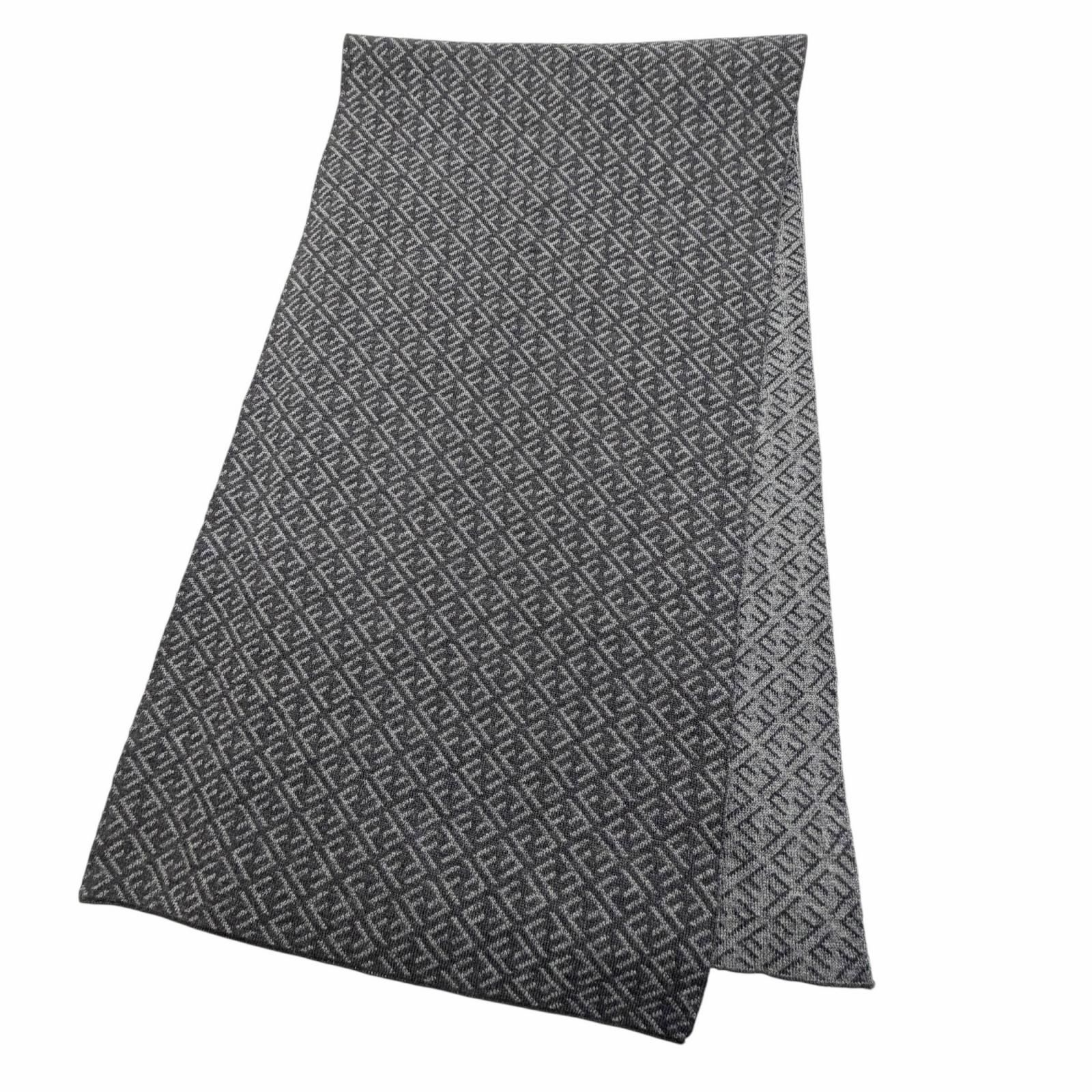 未使用品△FENDI フェンディ ウール100％ マイクロズッカ柄 マフラー
