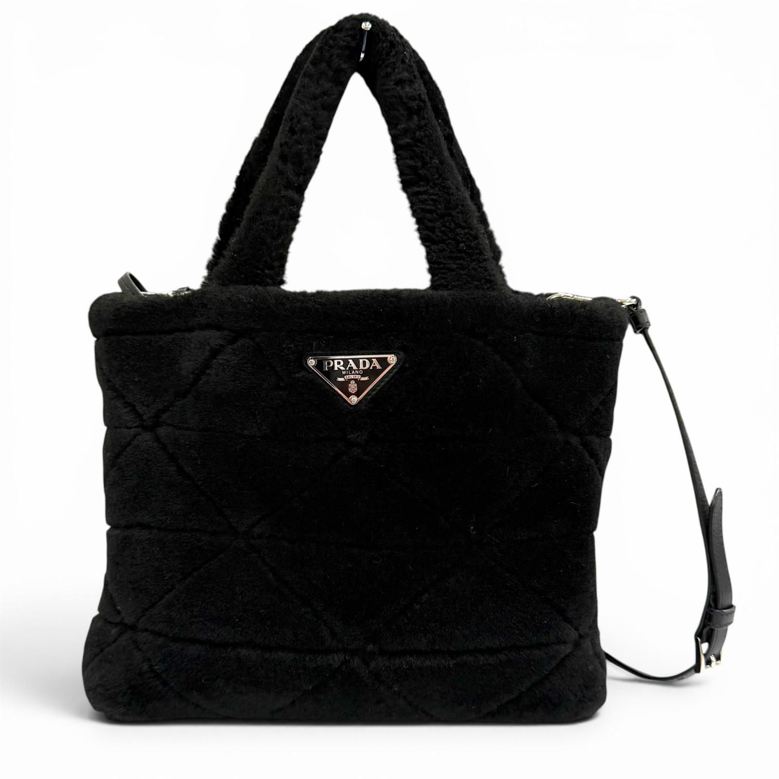 極美品☆PRADA プラダ 1BG378 ポーチ付 トライアングルロゴ 2WAY 
